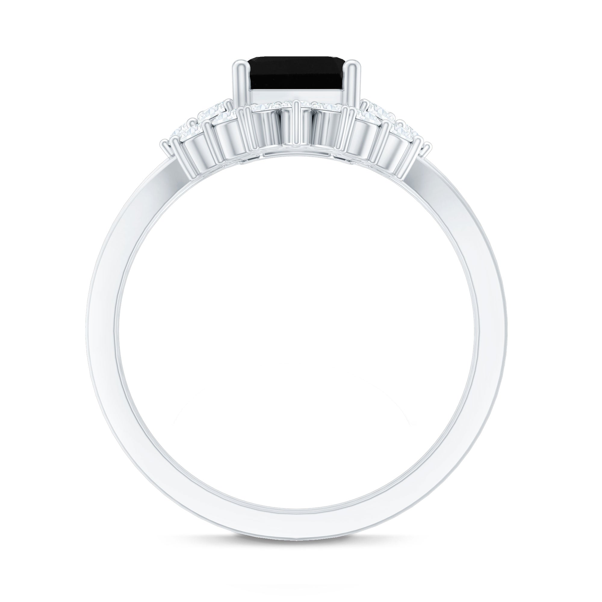 Created Black Diamond Engagement Ring Set with Diamond
