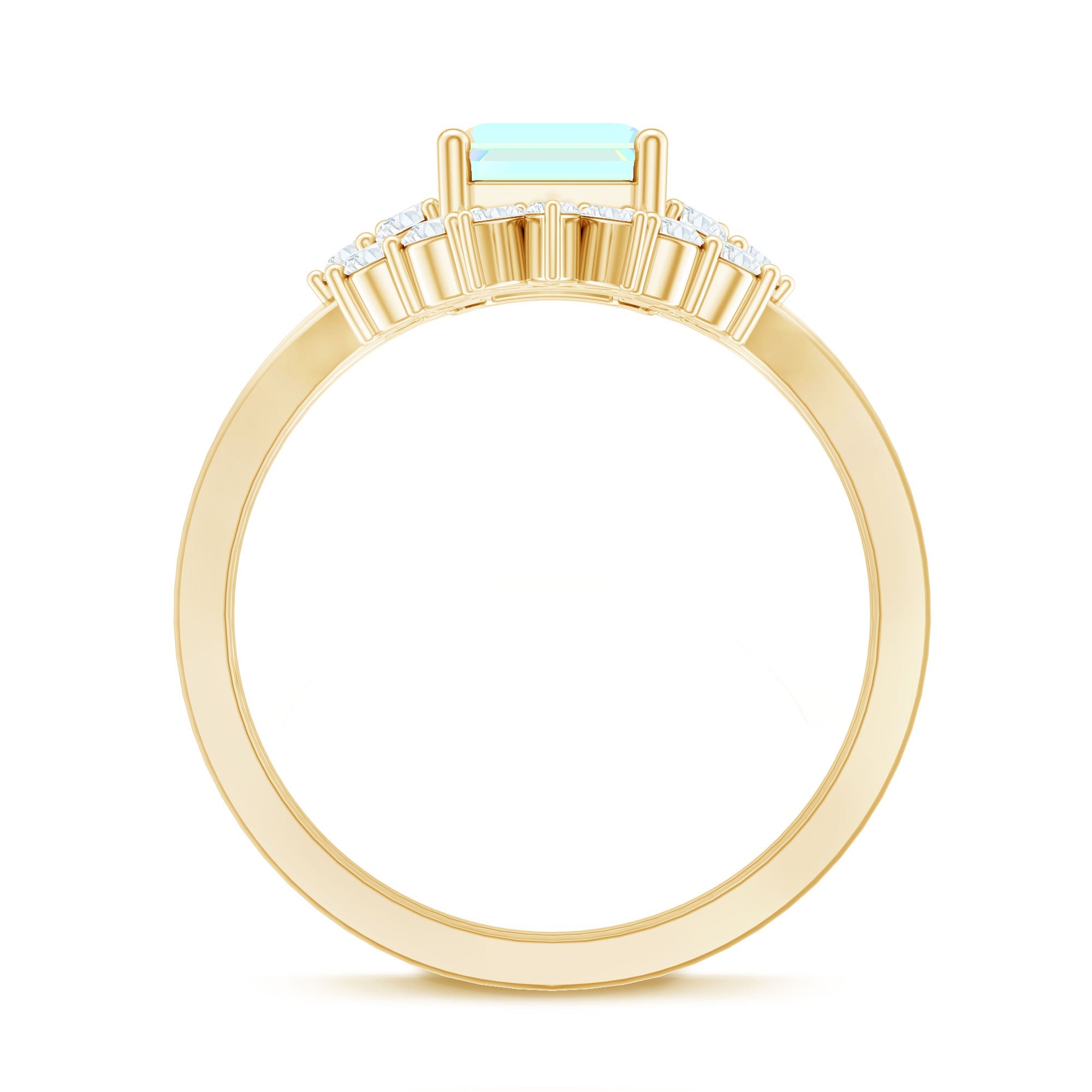 Certified Real Ethiopian Opal Diamond Emerald Cut Engagement Ring with Enhancer