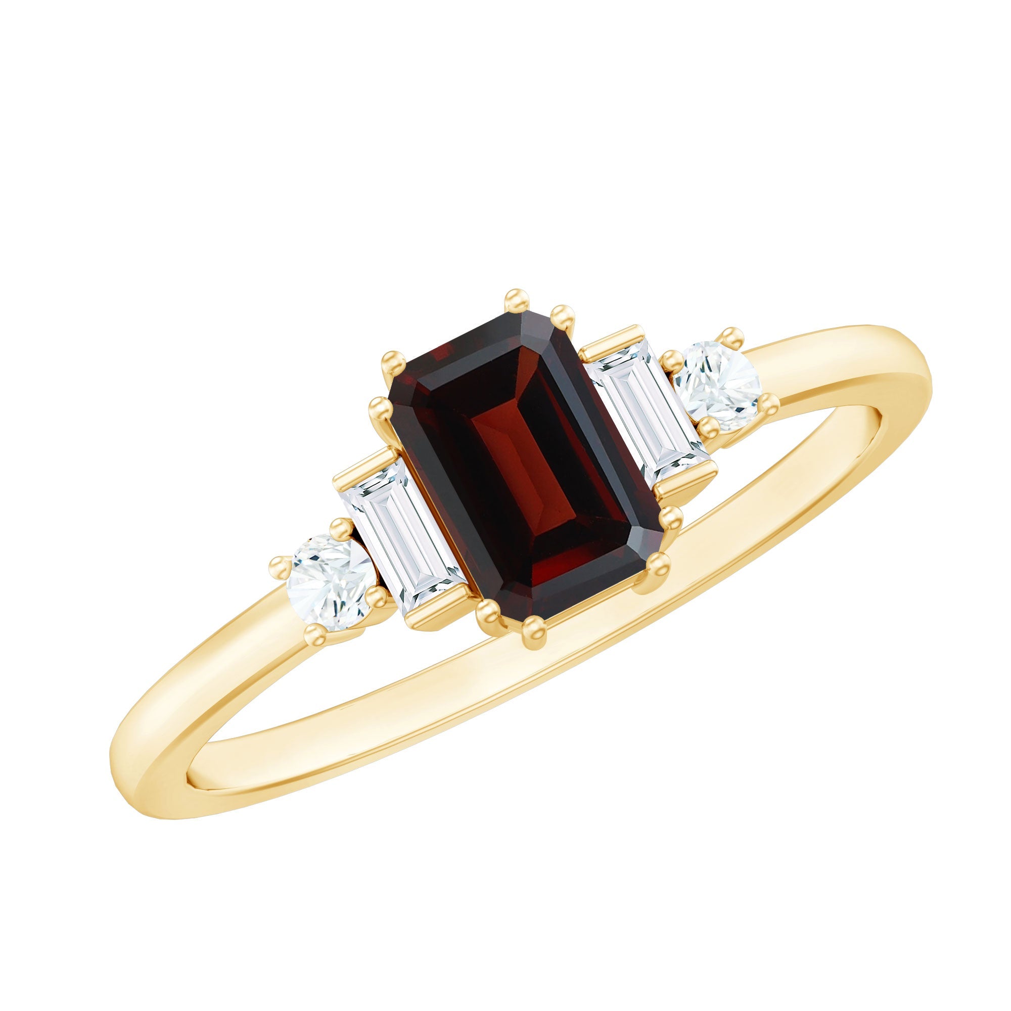 Certified Garnet Emerald Cut Engagement Ring with Real Diamond | Rings | Wiccan Center