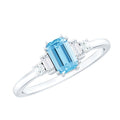 Real 0.6 Carat Aquamarine Emerald Cut Engagement Ring with Diamond