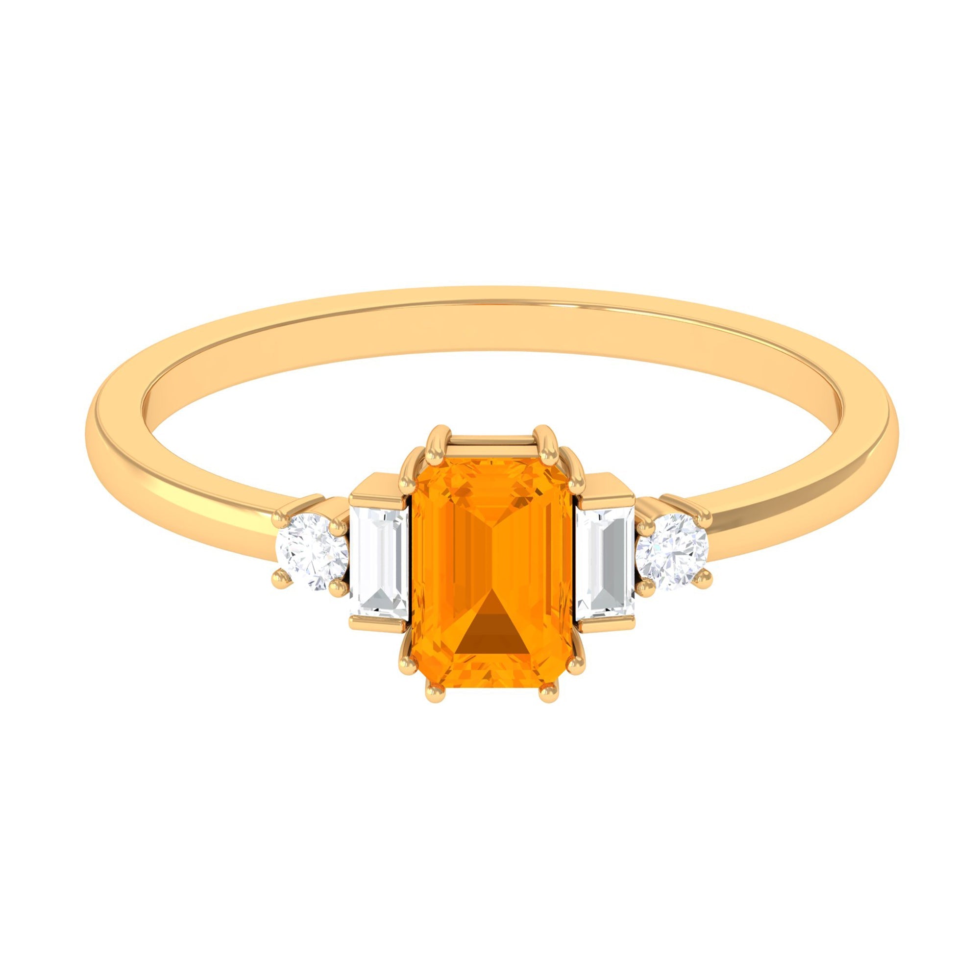 1 CT Emerald Cut Fire Opal Engagement Ring with Diamond | Rings | Wiccan Center