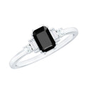 Emerald Cut Black Onyx Engagement Ring with Diamonds