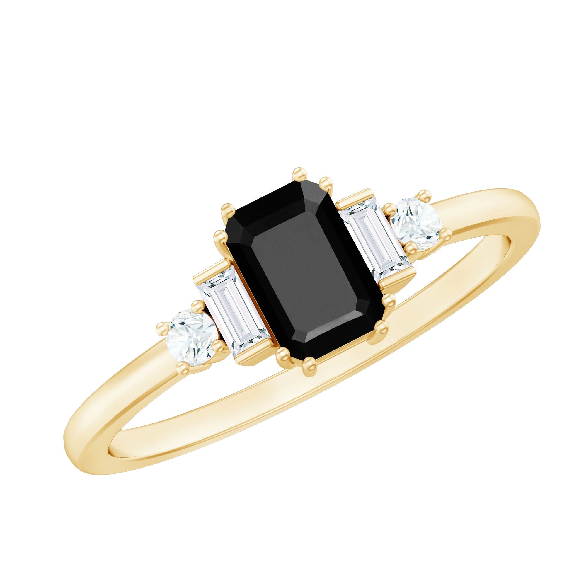 Emerald Cut Black Onyx Engagement Ring with Diamonds | Rings | Wiccan Center