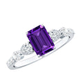 Real 1.4 Carat Emerald Cut Amethyst Engagement Ring with Moissanite