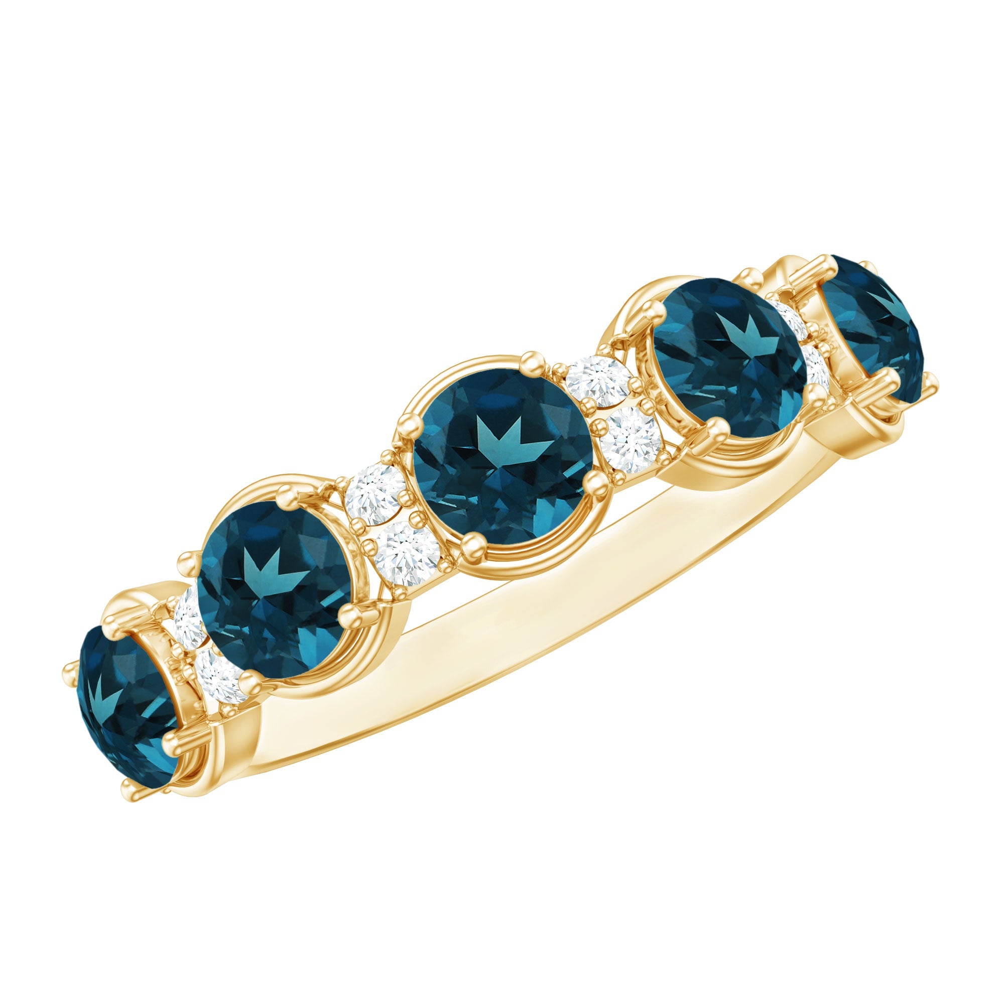 Round London Blue Topaz and Diamond Half Eternity Band | Rings | Wiccan Center
