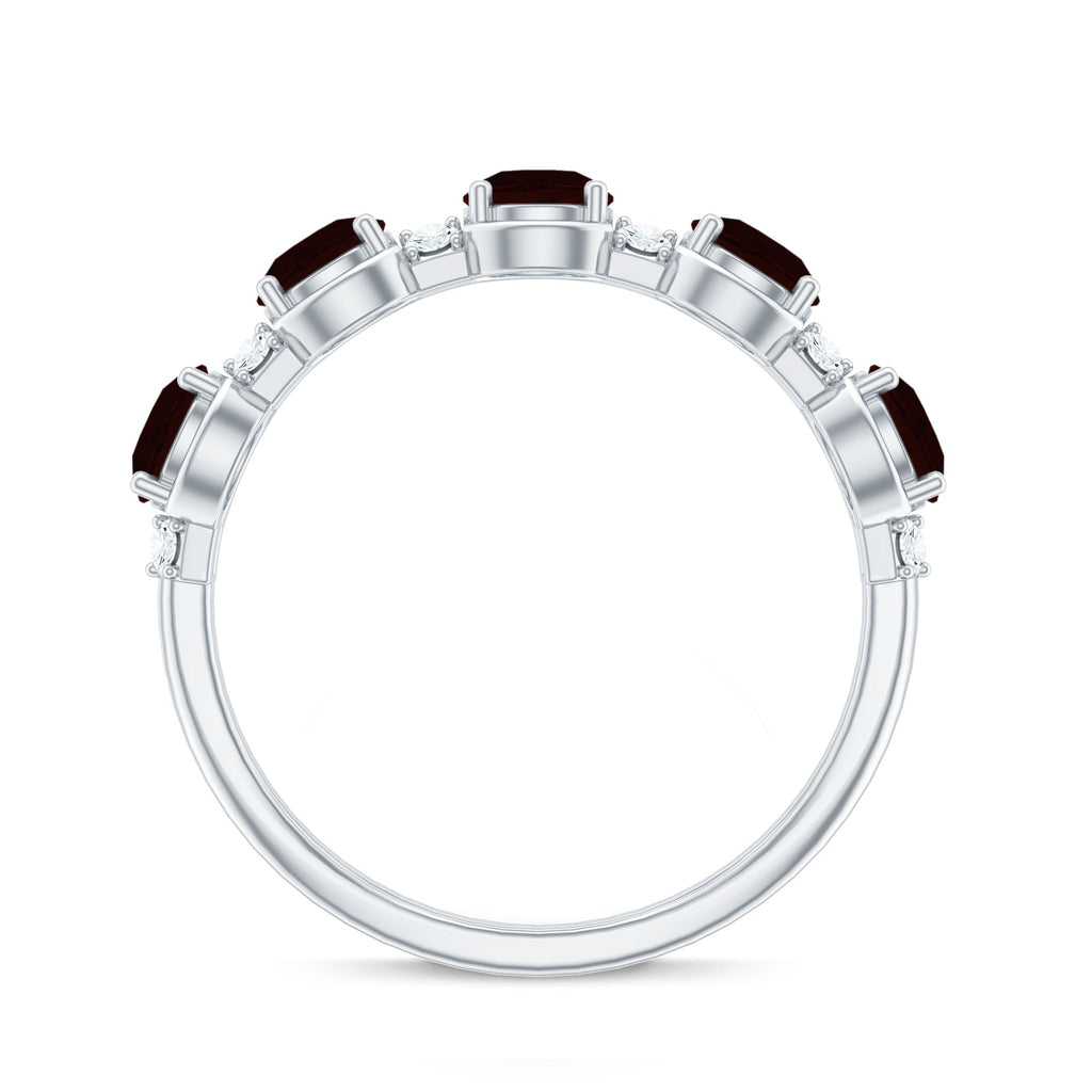 Certified Real Garnet Half Eternity Wedding Band with Diamond