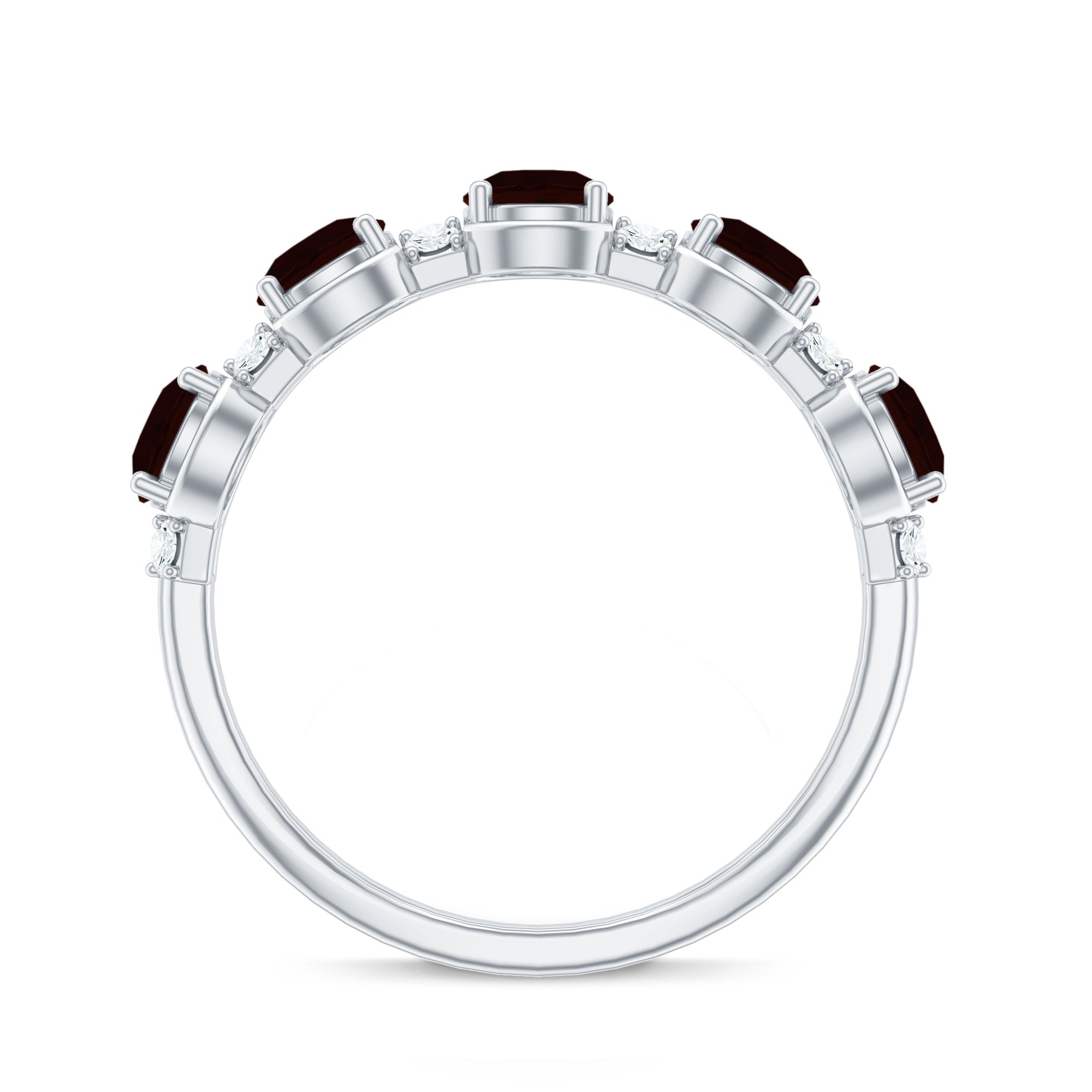 Certified Real Garnet Half Eternity Wedding Band with Diamond