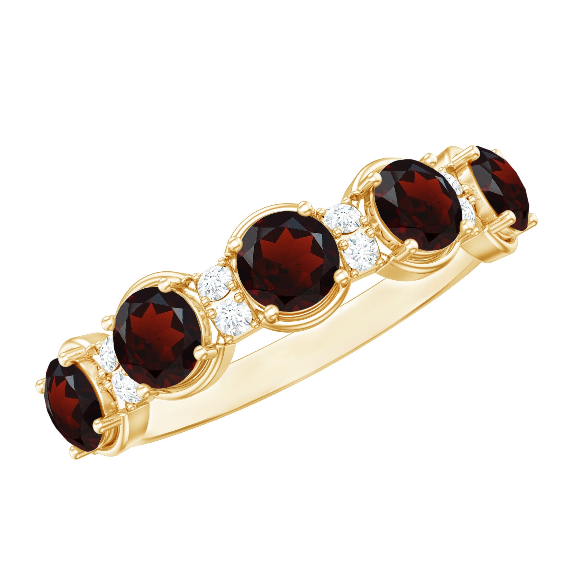 Certified Real Garnet Half Eternity Wedding Band with Diamond | Rings | Wiccan Center