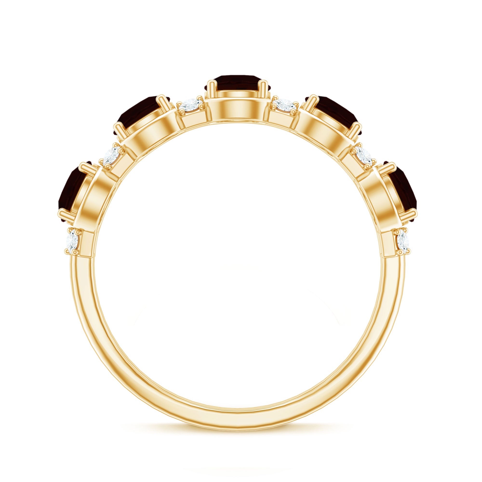 Certified Real Garnet Half Eternity Wedding Band with Diamond