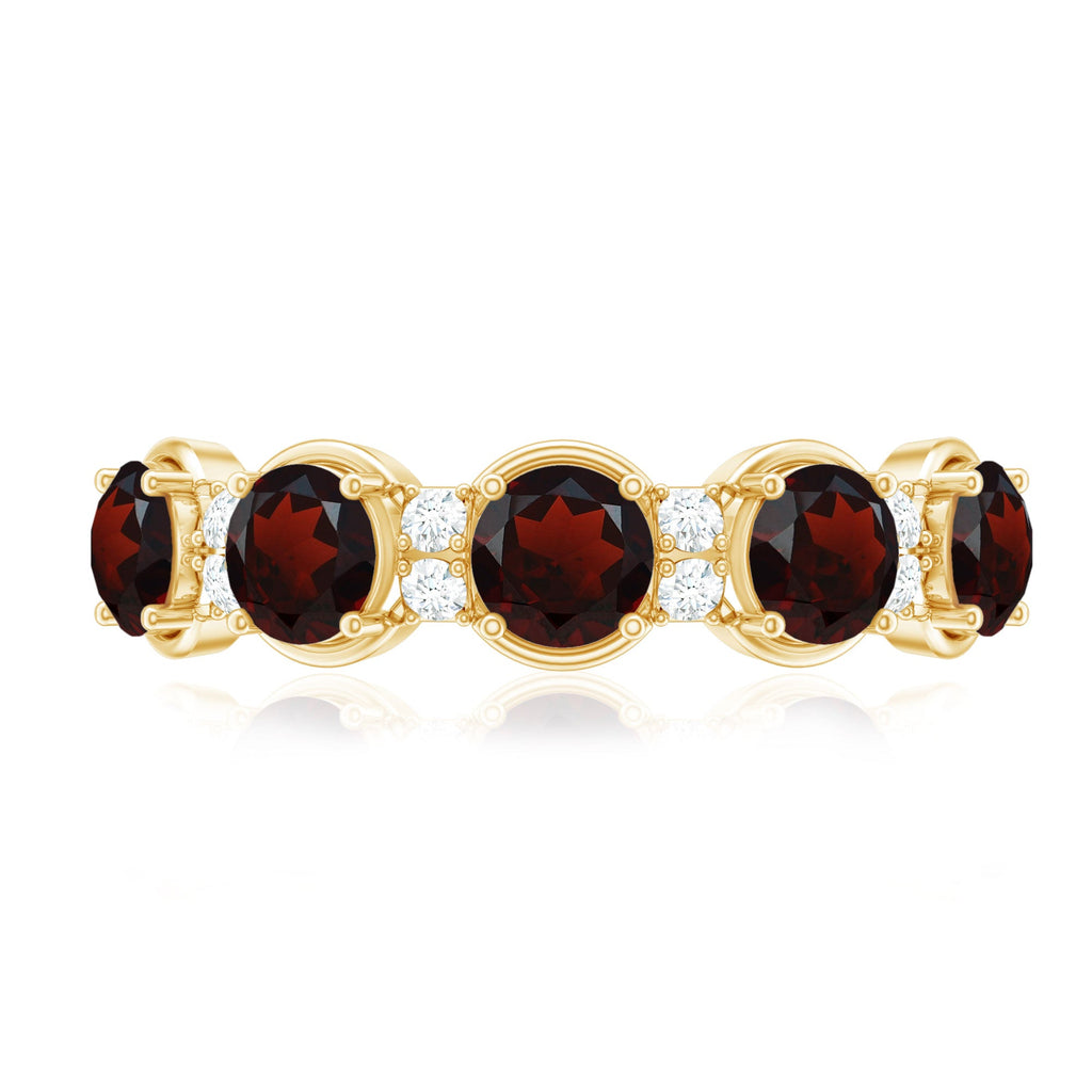 Certified Real Garnet Half Eternity Wedding Band with Diamond