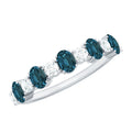 Oval London Blue Topaz Half Eternity Band Ring with Diamond