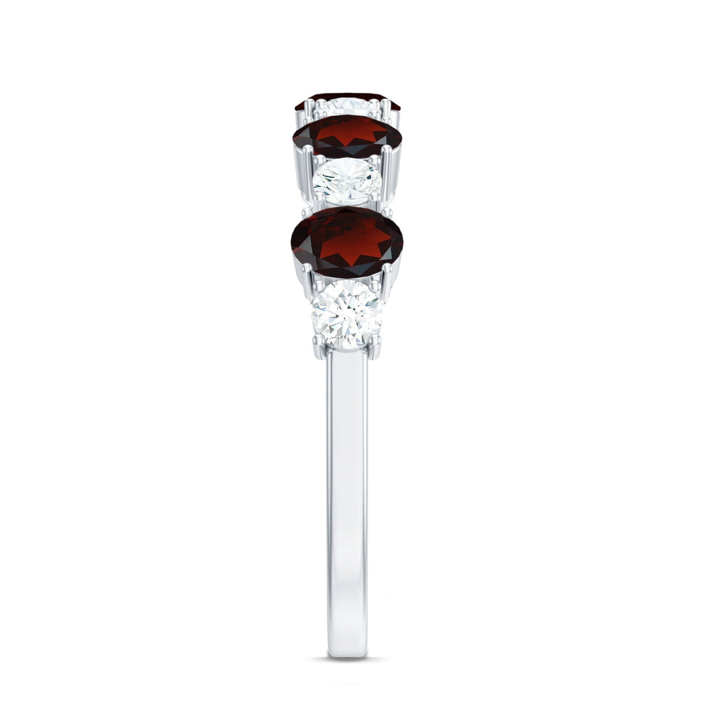 Certified Real Garnet Diamond Half Eternity Ring for Anniversary