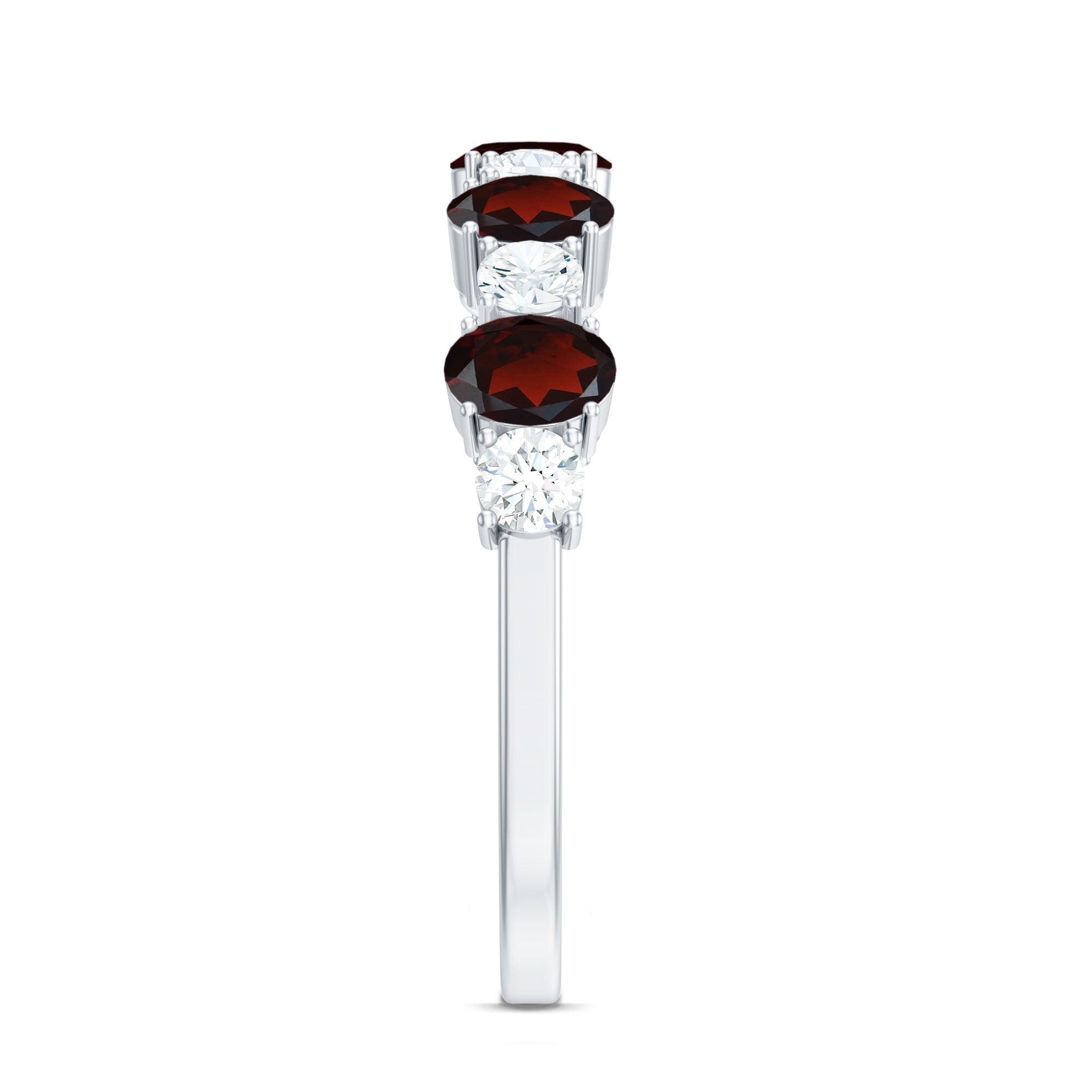 Certified Real Garnet Diamond Half Eternity Ring for Anniversary