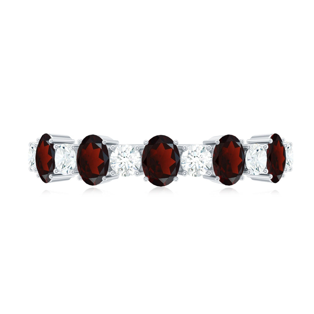 Certified Real Garnet Diamond Half Eternity Ring for Anniversary