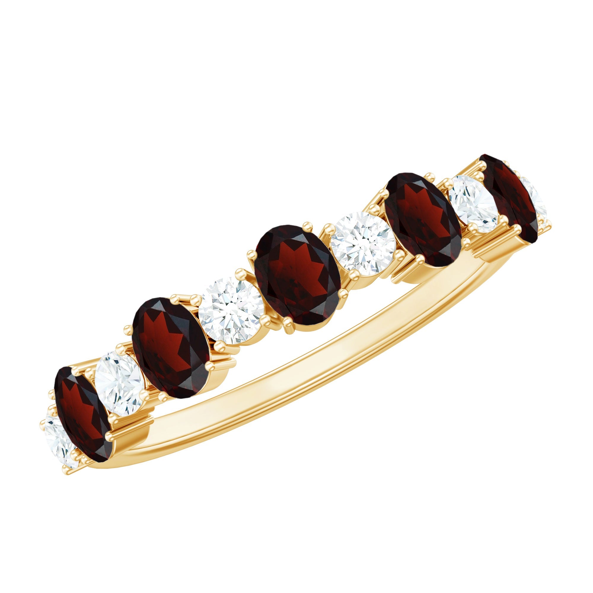 Certified Real Garnet Diamond Half Eternity Ring for Anniversary | Rings | Wiccan Center