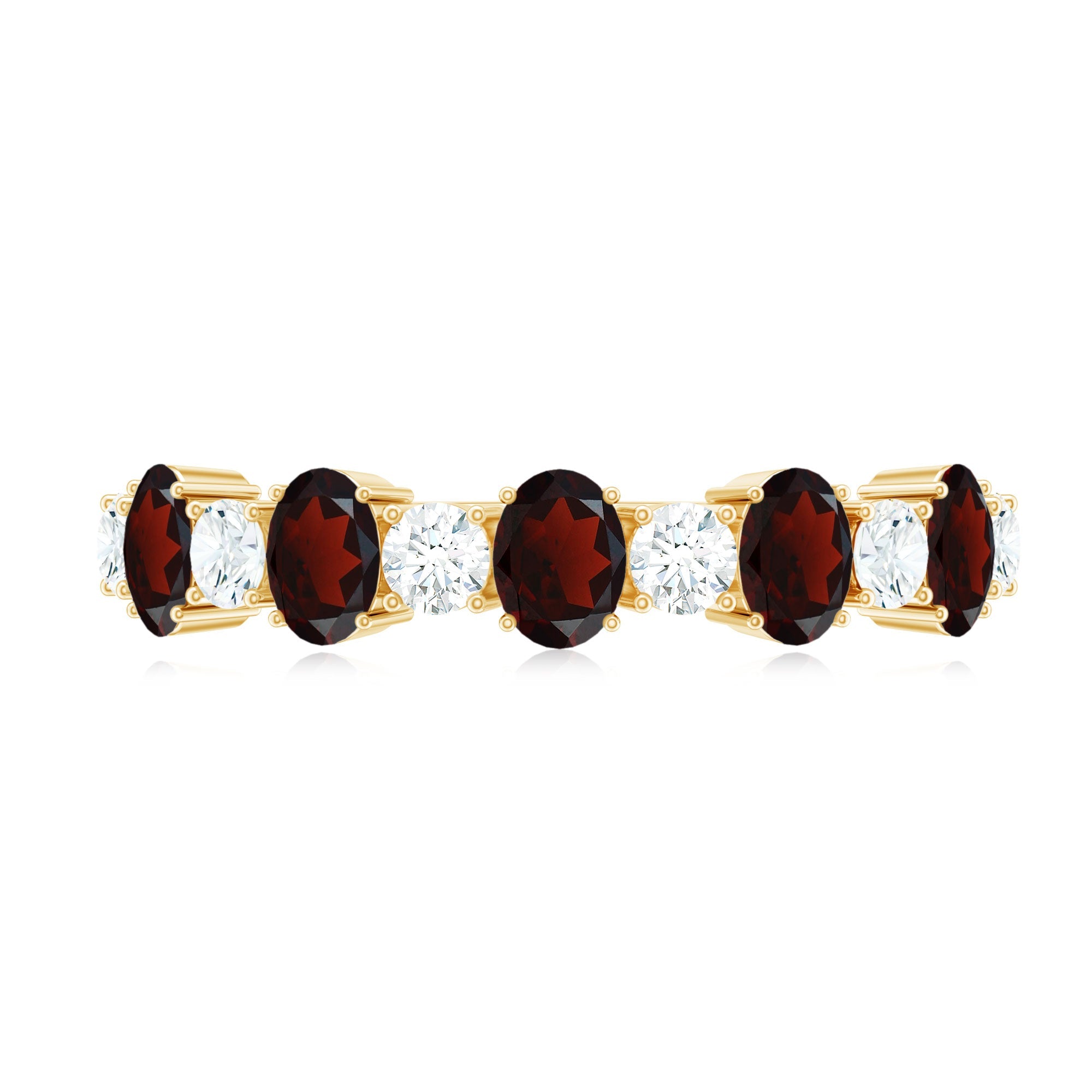 Certified Real Garnet Diamond Half Eternity Ring for Anniversary