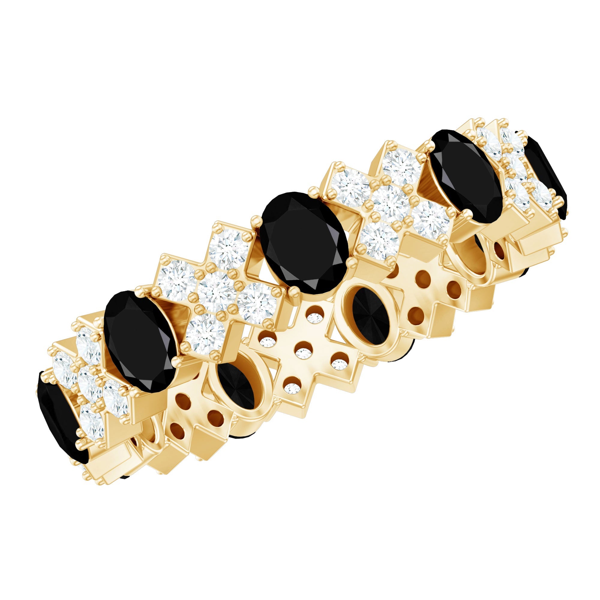 Certified Real Black Spinel Eternity Ring with Moissanite | Rings | Wiccan Center