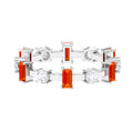 Baguette Cut Lab Grown Orange Sapphire and Diamond Eternity Ring