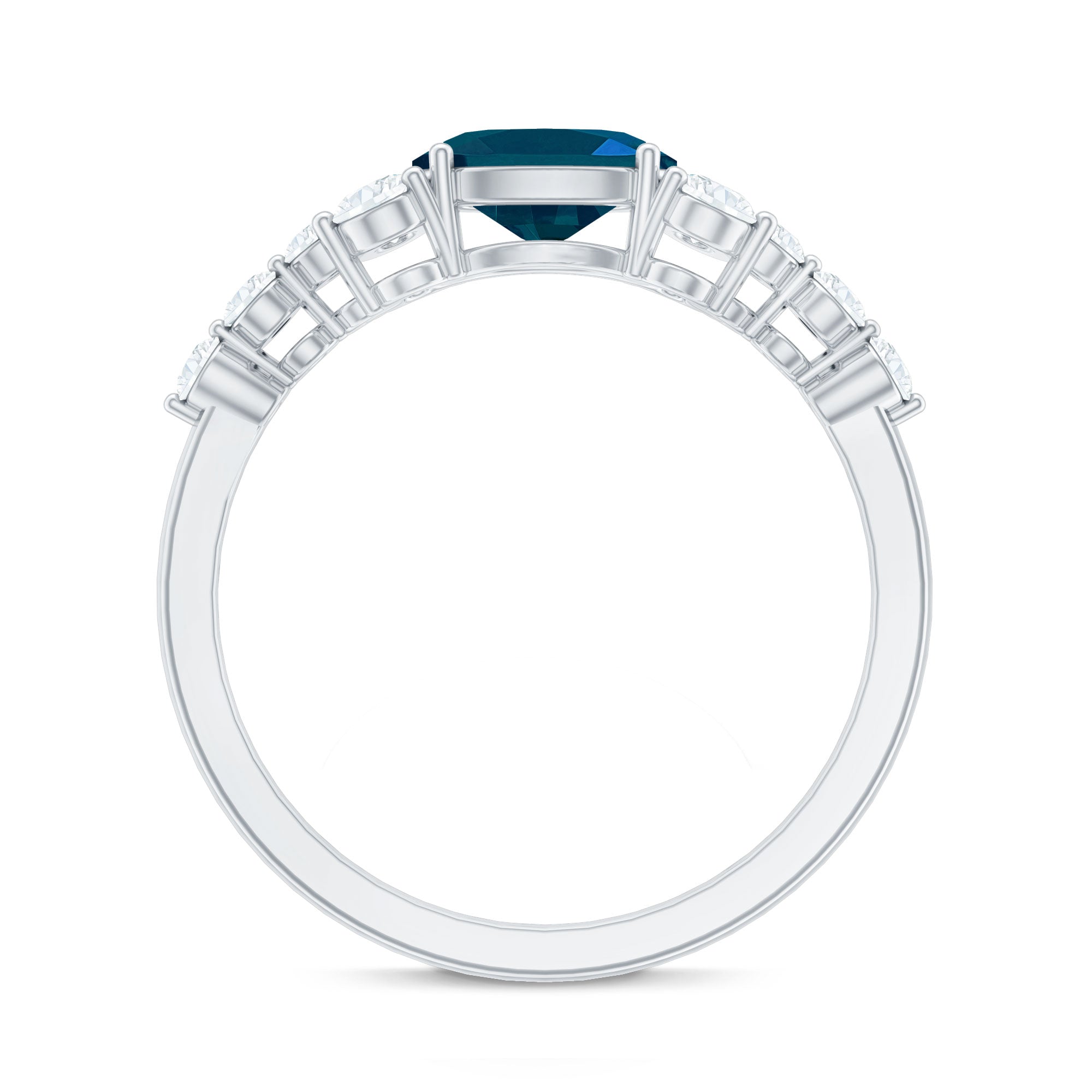 1 Carat Oval Cut London Blue Topaz Promise Ring with Diamond
