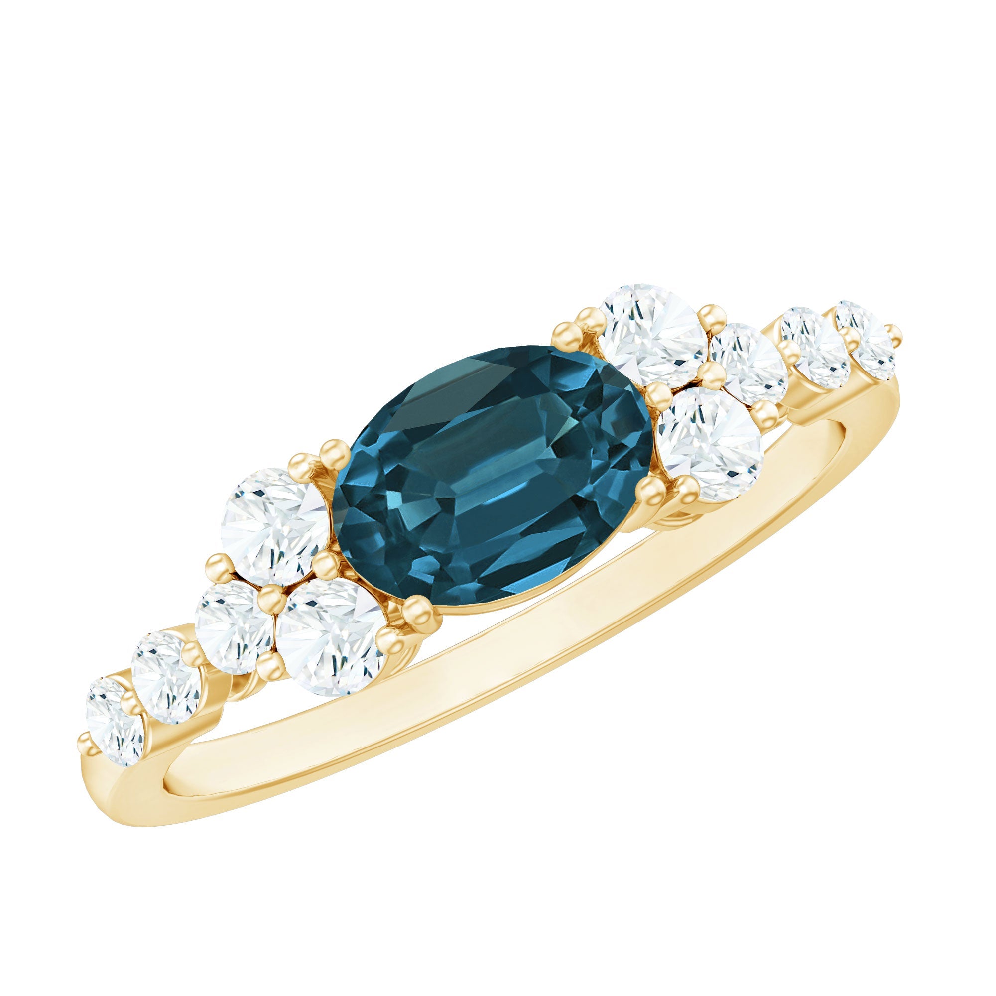 1 Carat Oval Cut London Blue Topaz Promise Ring with Diamond | Rings | Wiccan Center