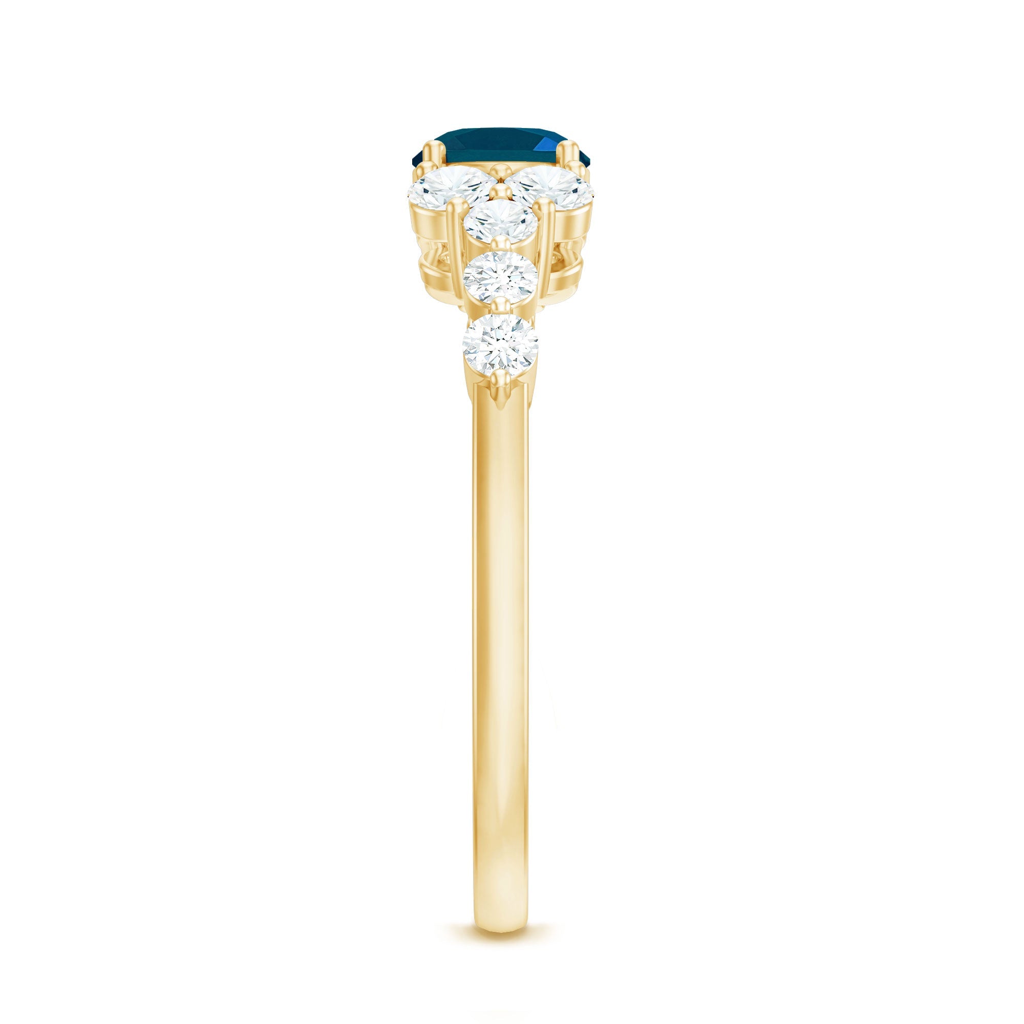 1 Carat Oval Cut London Blue Topaz Promise Ring with Diamond