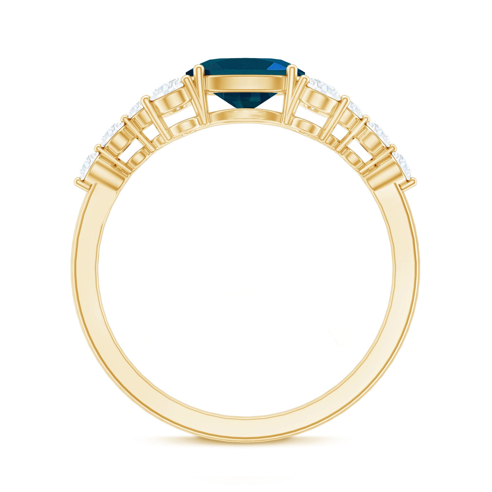 1 Carat Oval Cut London Blue Topaz Promise Ring with Diamond