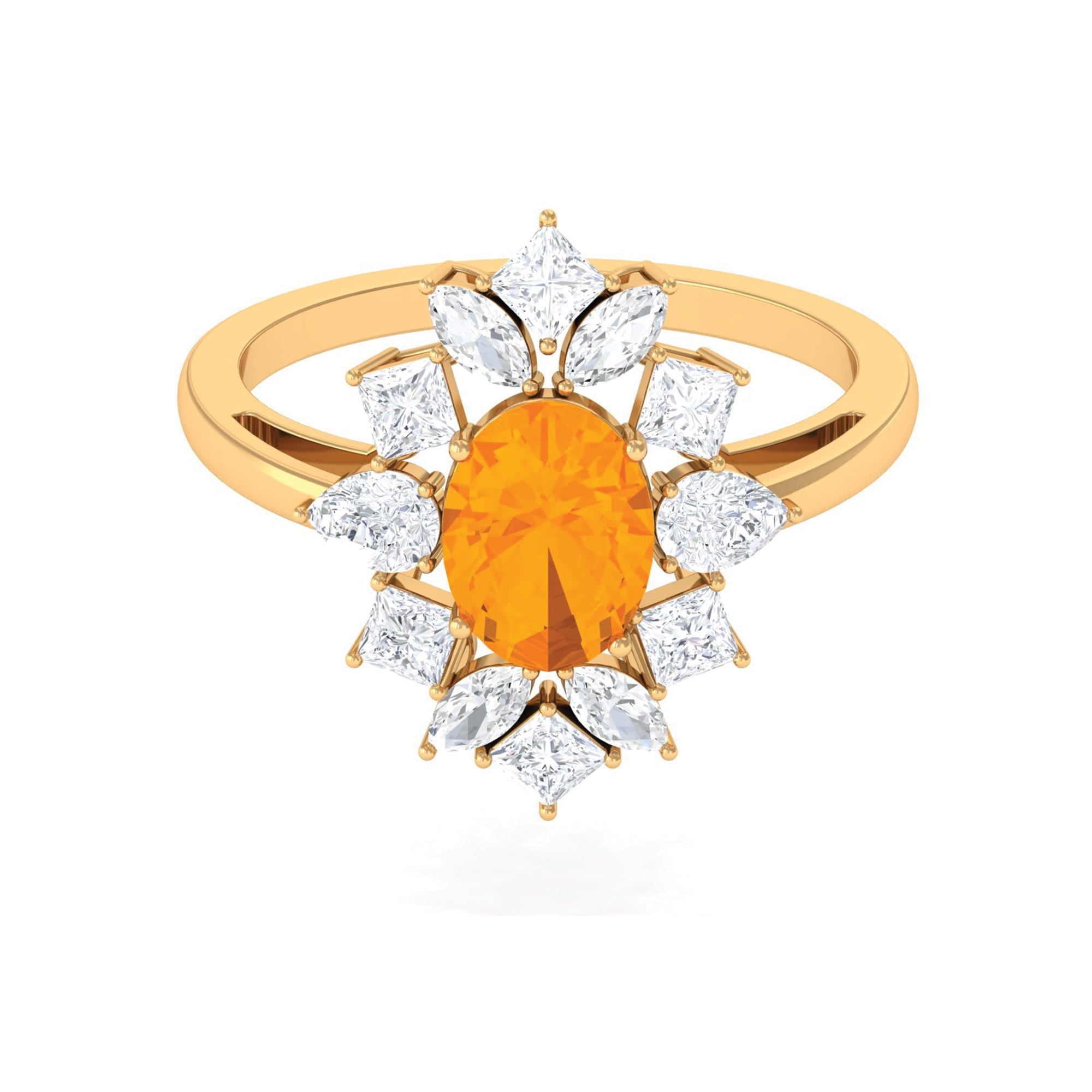1 Carat Oval Fire Opal Cocktail Engagement Ring with Moissanite | Rings | Wiccan Center