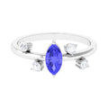 0.6 Carat Marquise Tanzanite Solitaire Ring with Scatter Diamond