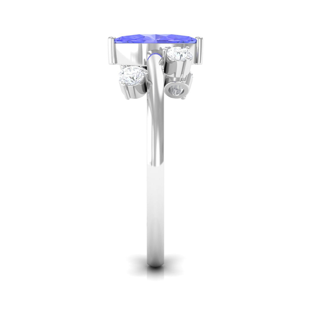 0.6 Carat Marquise Tanzanite Solitaire Ring with Scatter Diamond