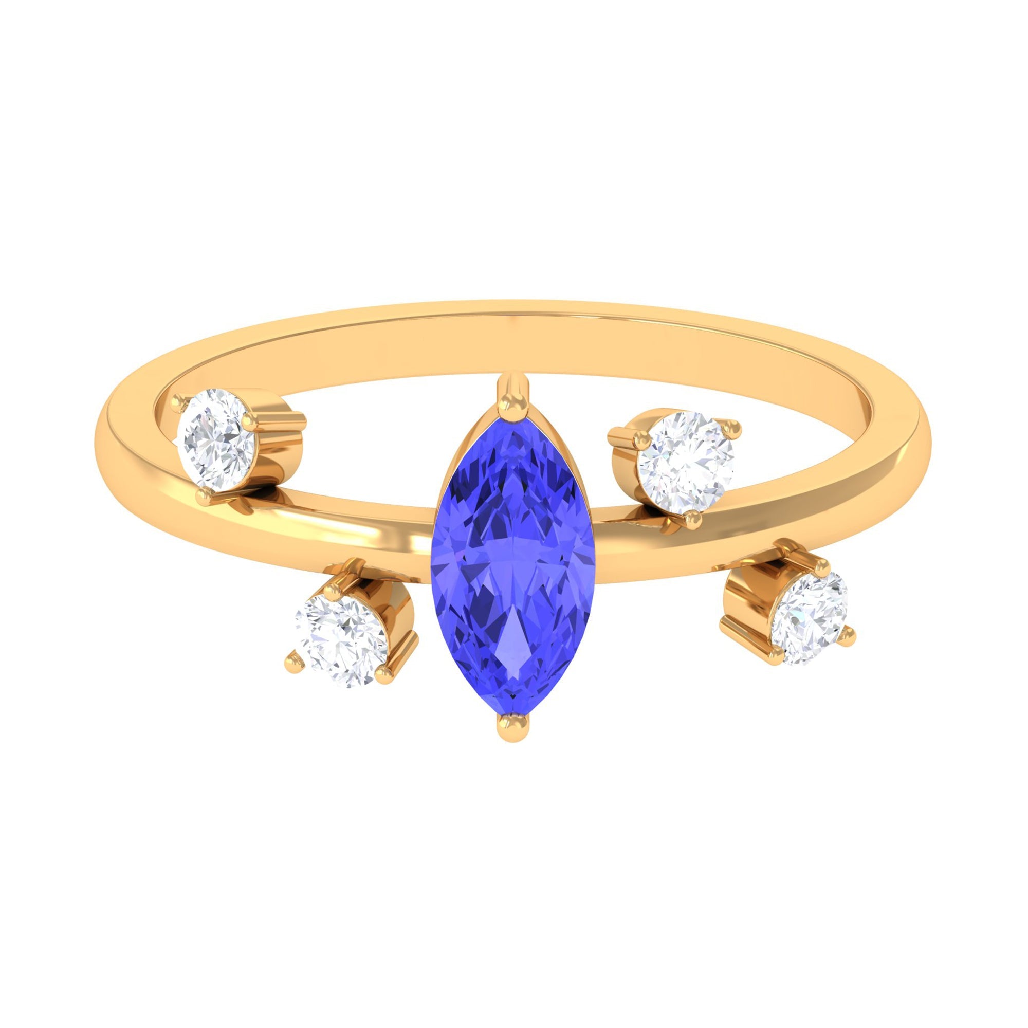 0.6 Carat Marquise Tanzanite Solitaire Ring with Scatter Diamond | Rings | Wiccan Center