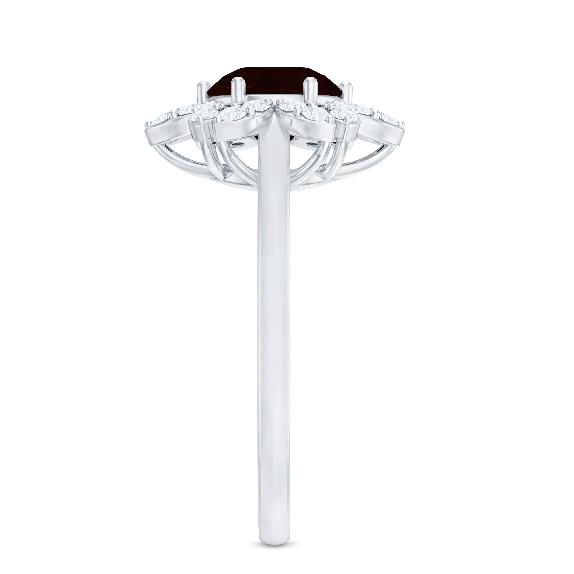 Certified Natural 2.3 Carat Garnet Flower Engagement Ring with Diamond