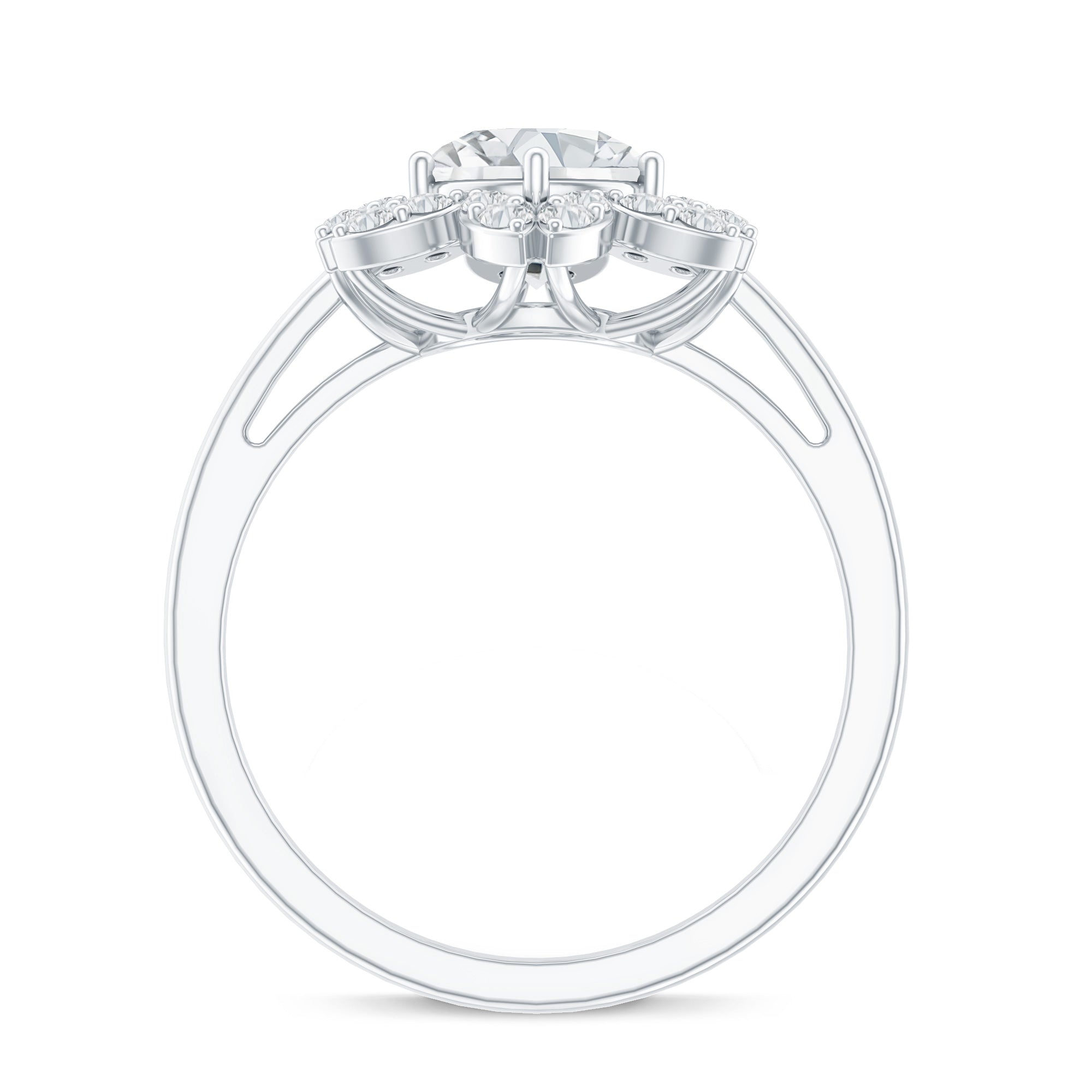 Certified Moissanite Flower Halo Engagement Ring for Women