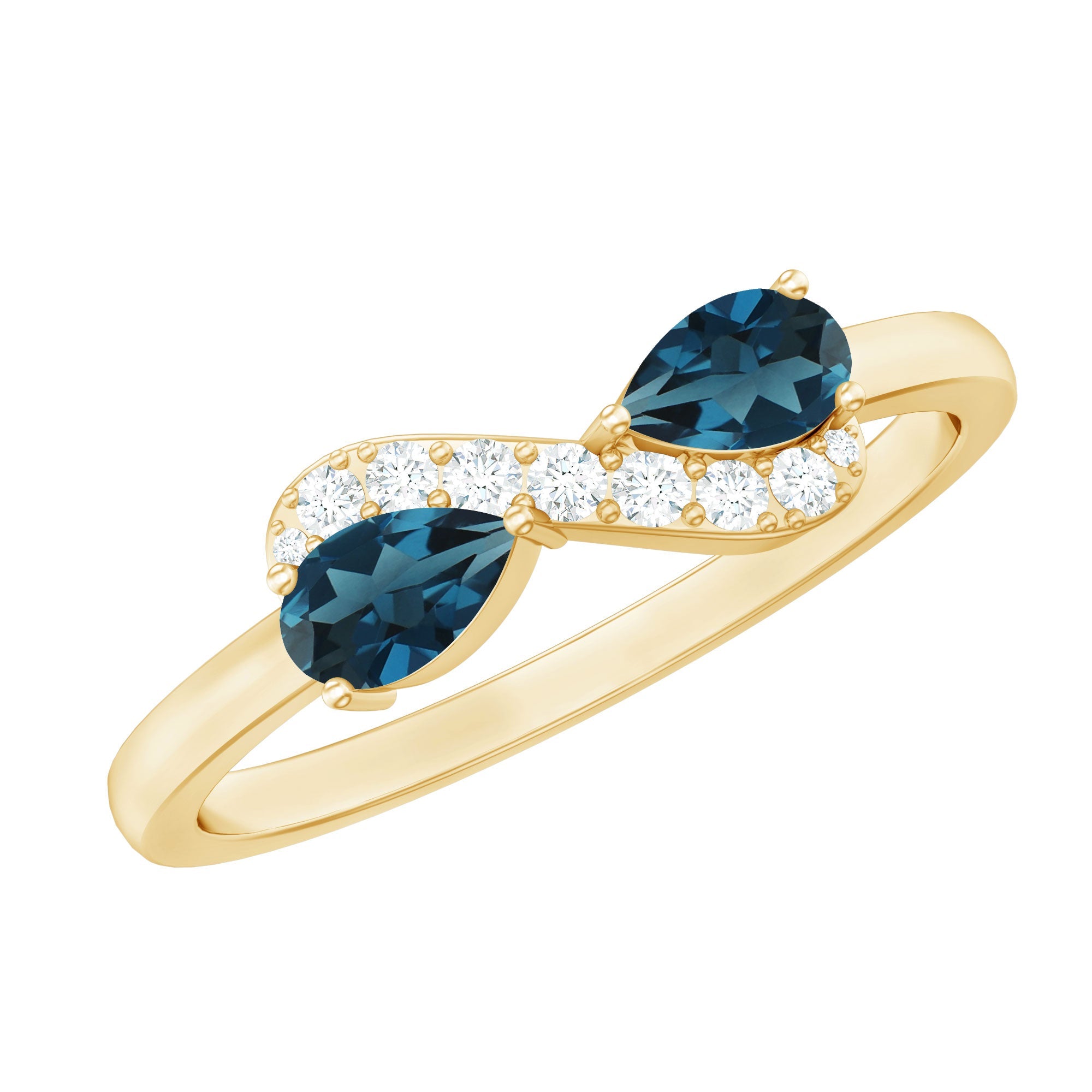 Pear Shape London Blue Topaz Infinity Promise Ring with Diamond | Rings | Wiccan Center