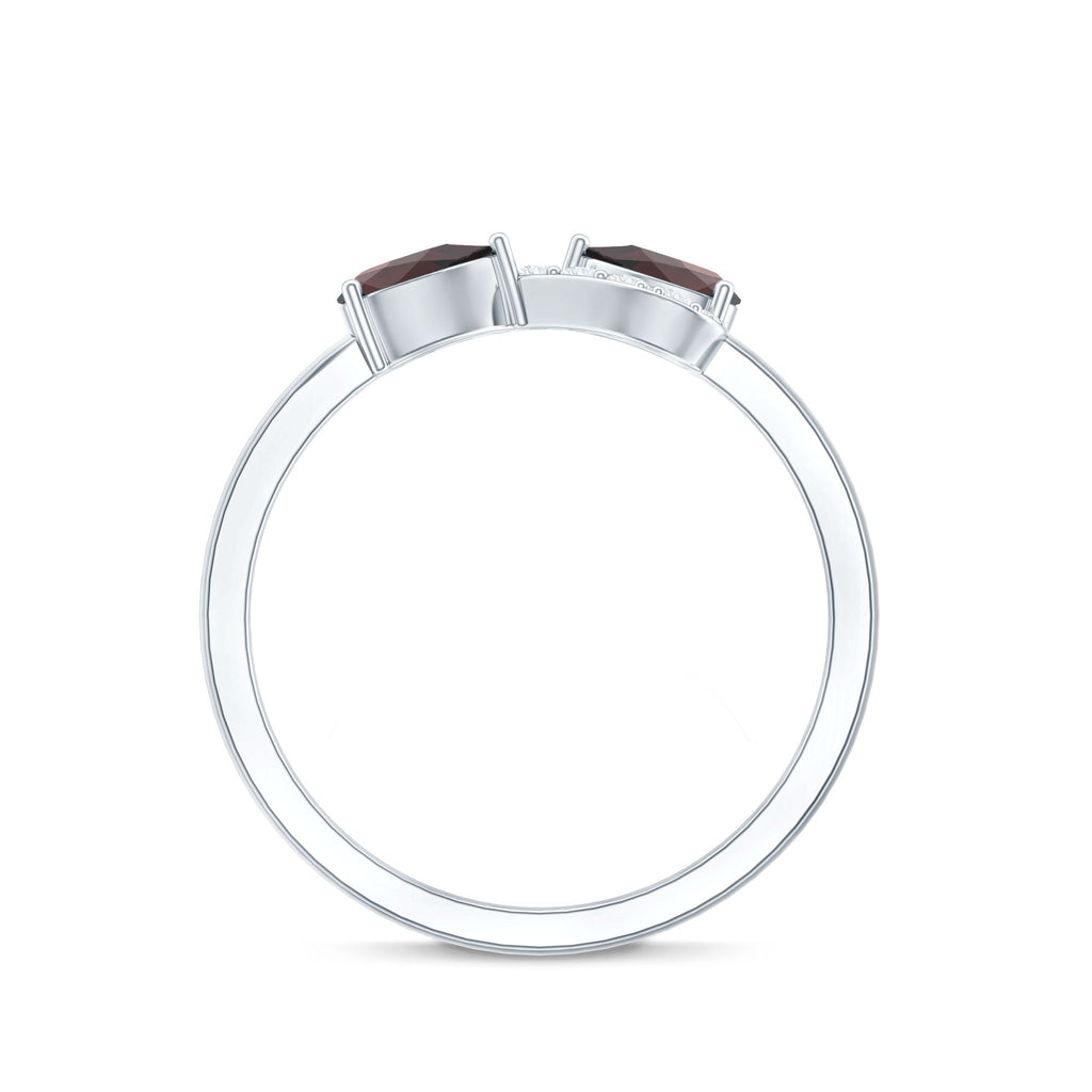 Real Garnet 2 Stone Infinity Promise Ring with Diamond