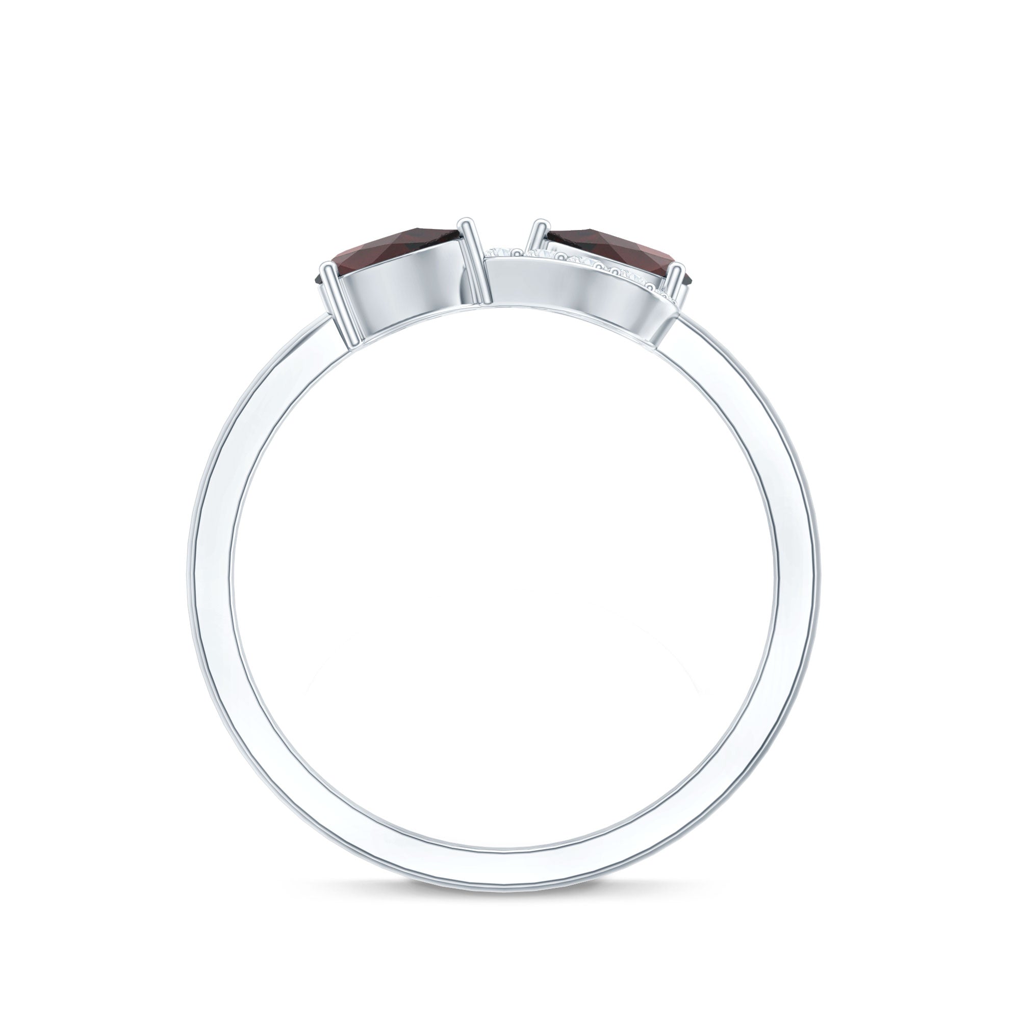 Real Garnet 2 Stone Infinity Promise Ring with Diamond