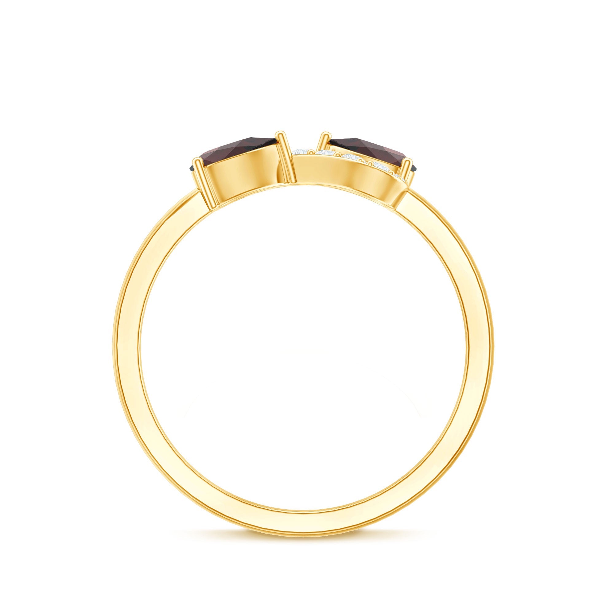 Real Garnet 2 Stone Infinity Promise Ring with Diamond