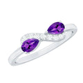 Pear Shaped Amethyst Infinity Promise Ring with Diamond