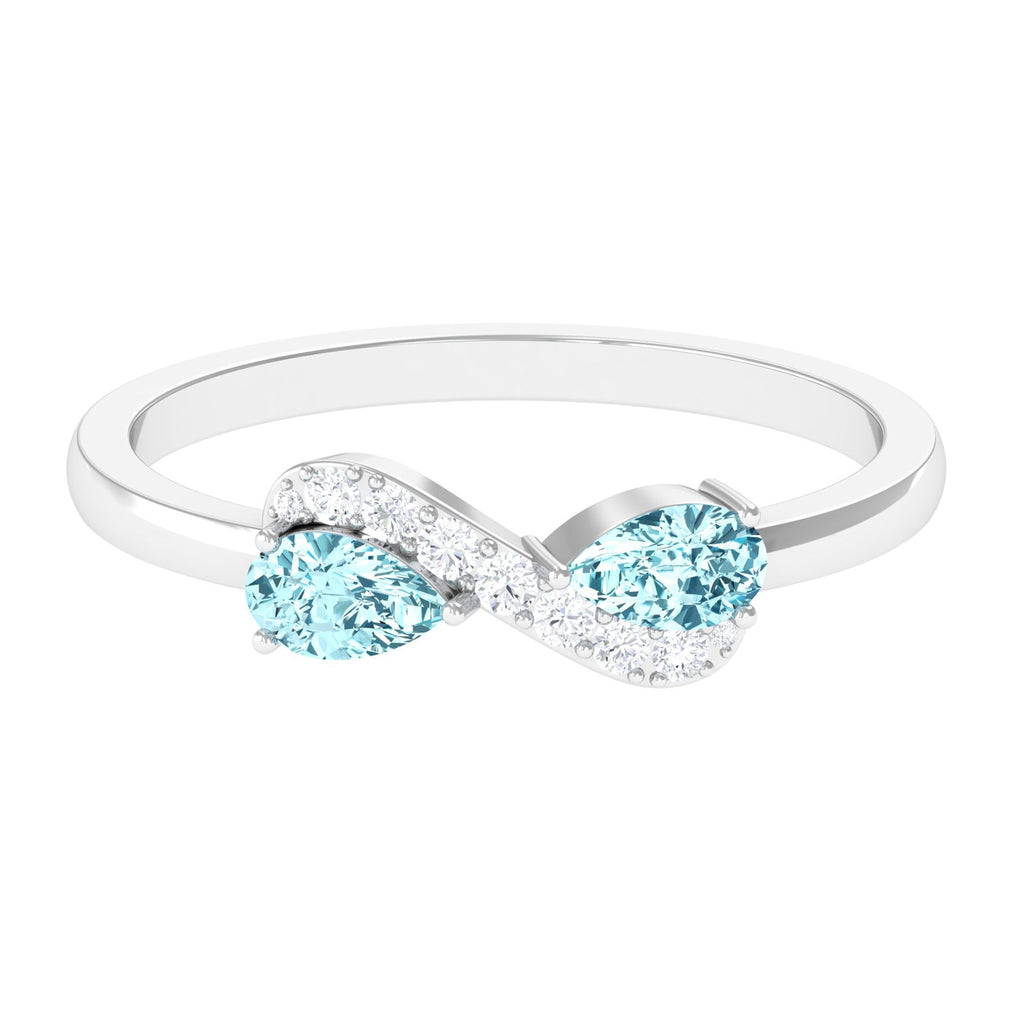0.7 Carat Pear Aquamarine Infinity Promise Ring with Diamond