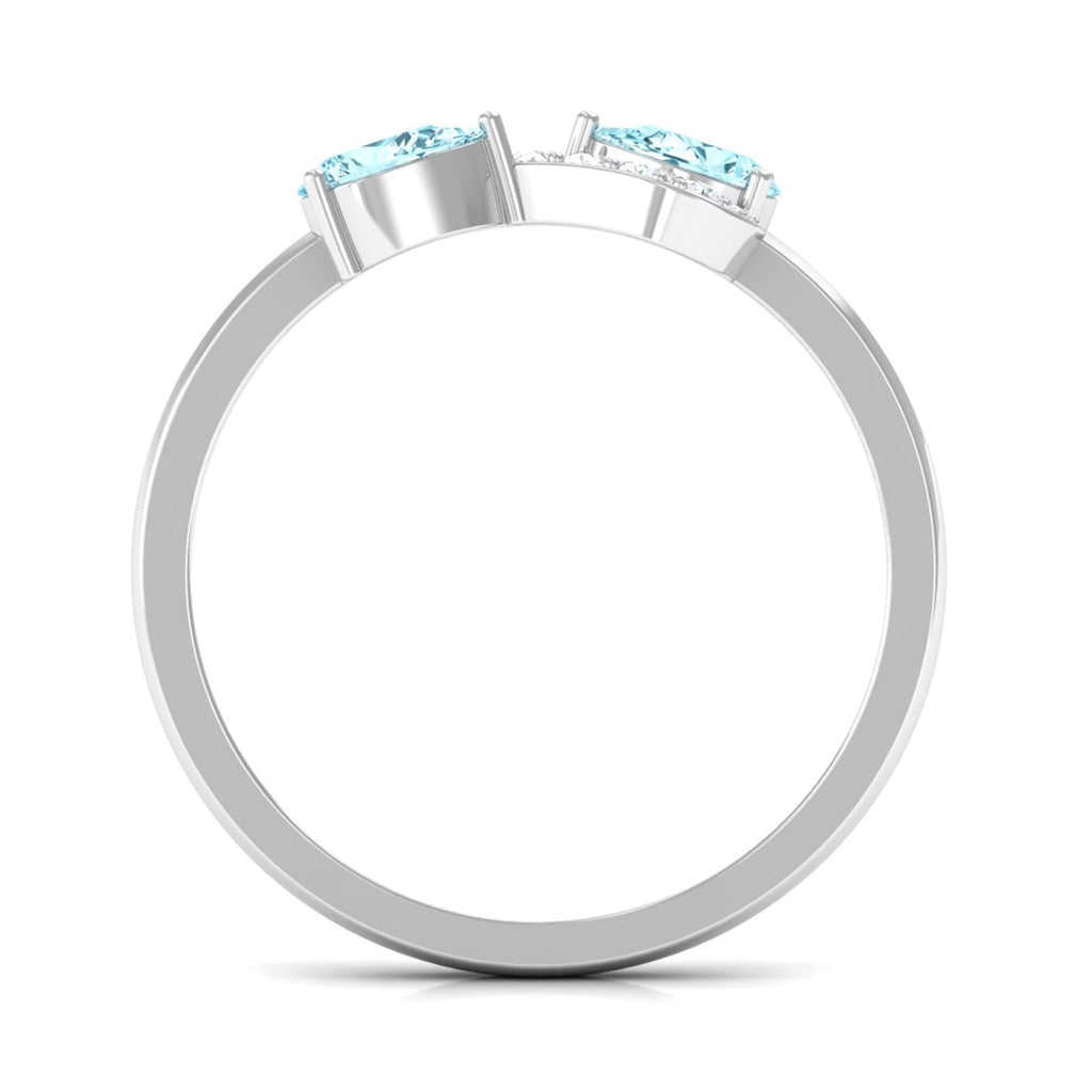 0.7 Carat Pear Aquamarine Infinity Promise Ring with Diamond