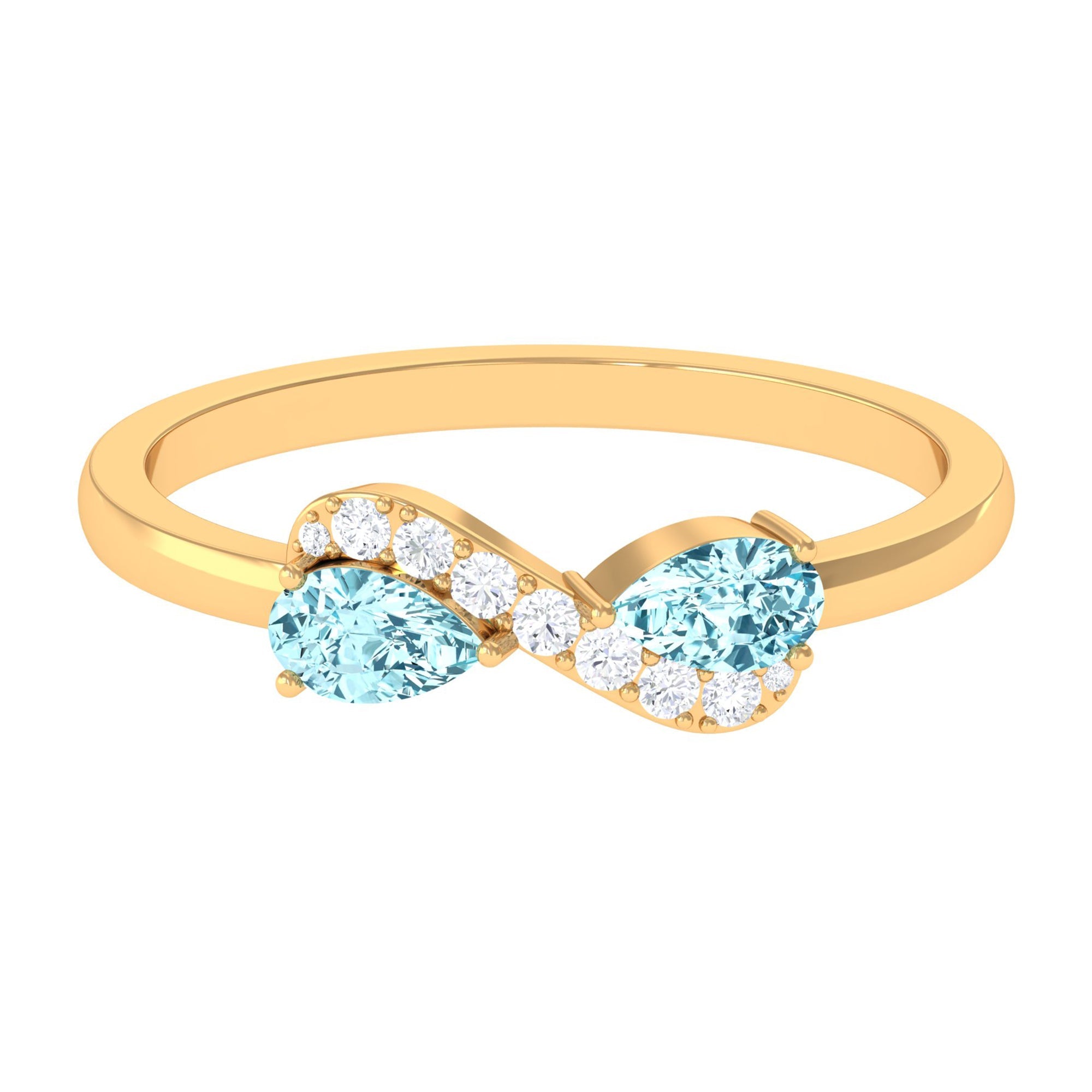 0.7 Carat Pear Aquamarine Infinity Promise Ring with Diamond | Rings | Wiccan Center