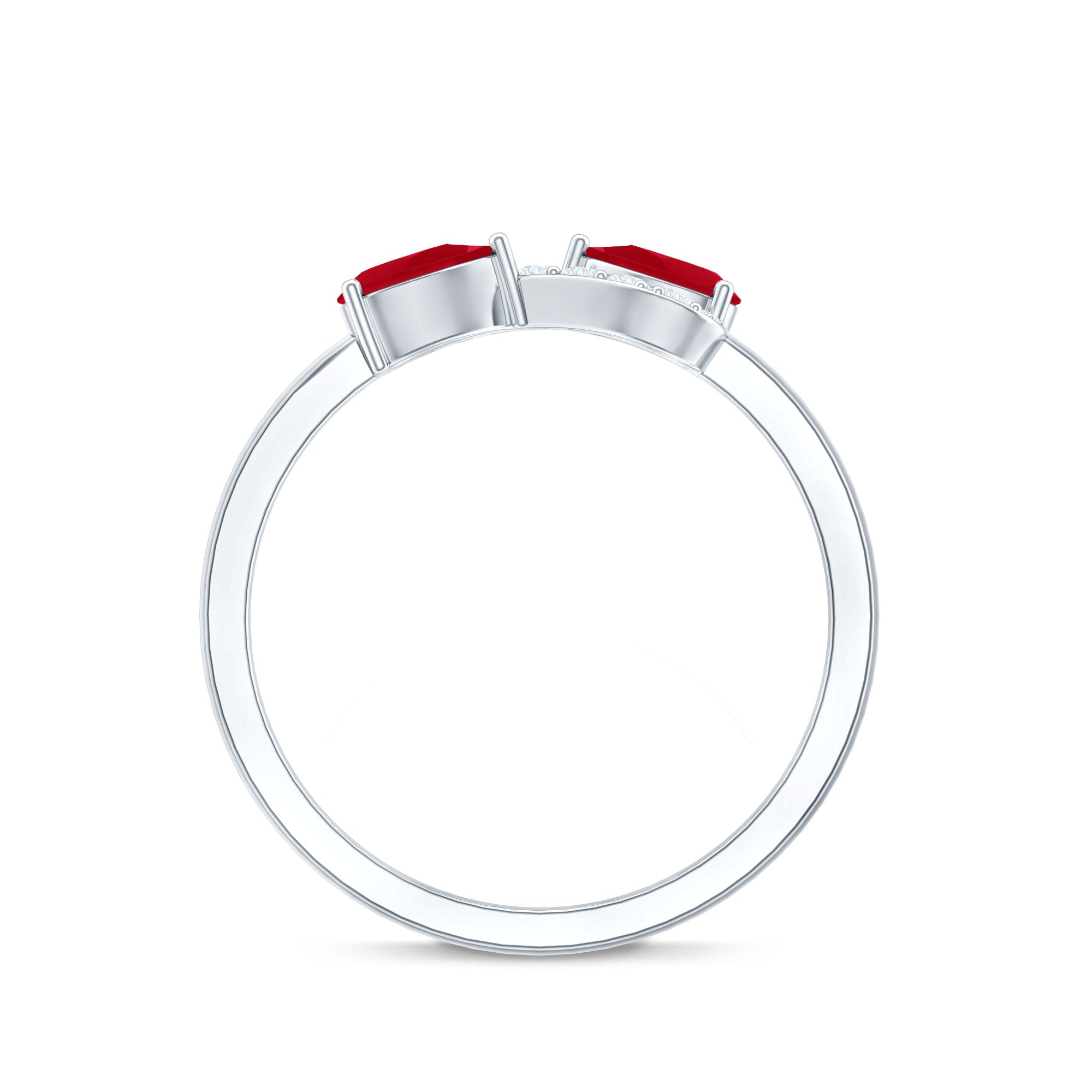 Natural Pear Shape Ruby Toi Et Moi Promise Ring with Diamond