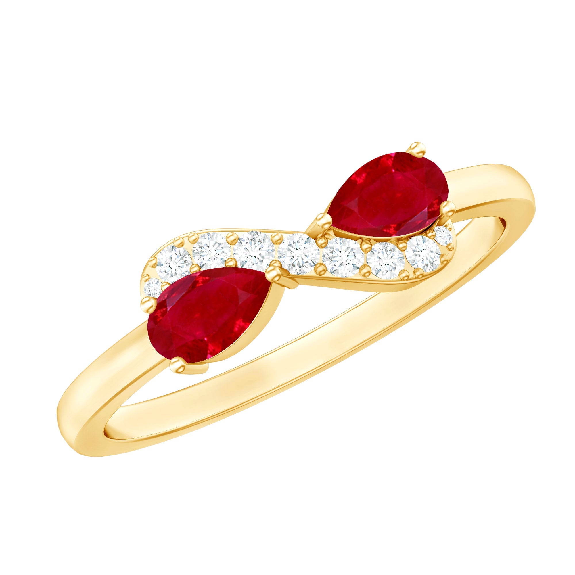 Natural Pear Shape Ruby Toi Et Moi Promise Ring with Diamond | Rings | Wiccan Center