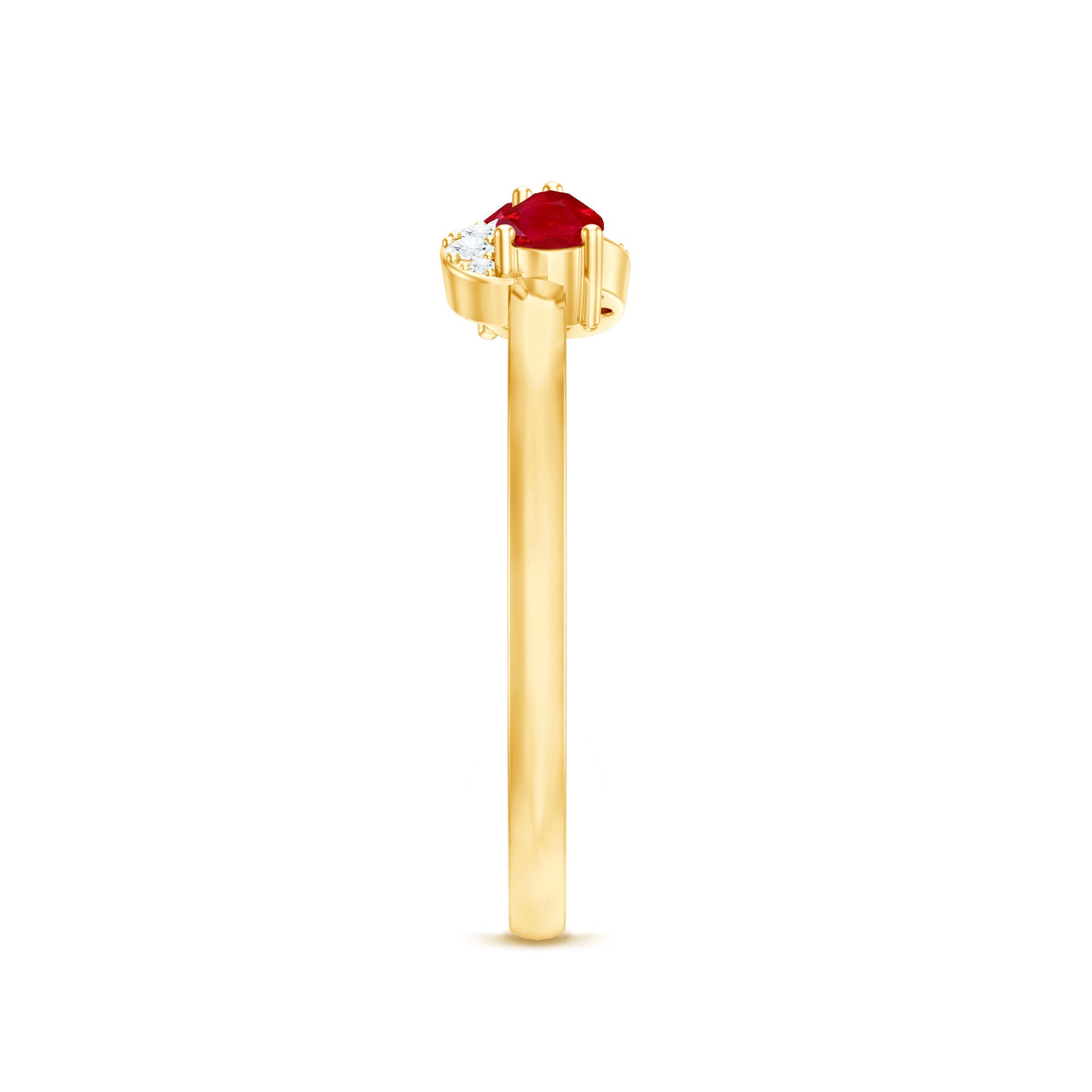Natural Pear Shape Ruby Toi Et Moi Promise Ring with Diamond