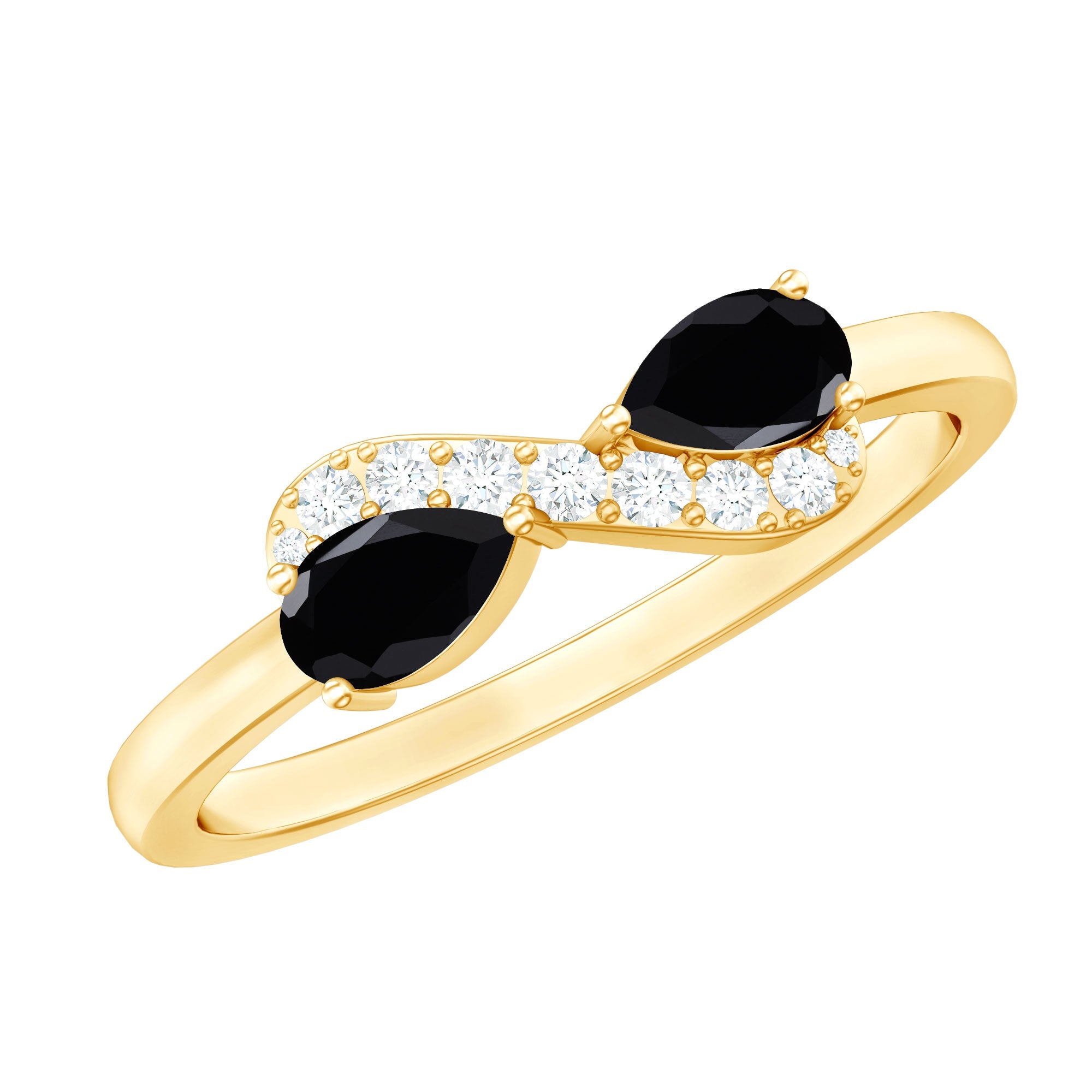 Natural Black Spinel Diamond 2 Stone Promise Ring in East West Style | Rings | Wiccan Center