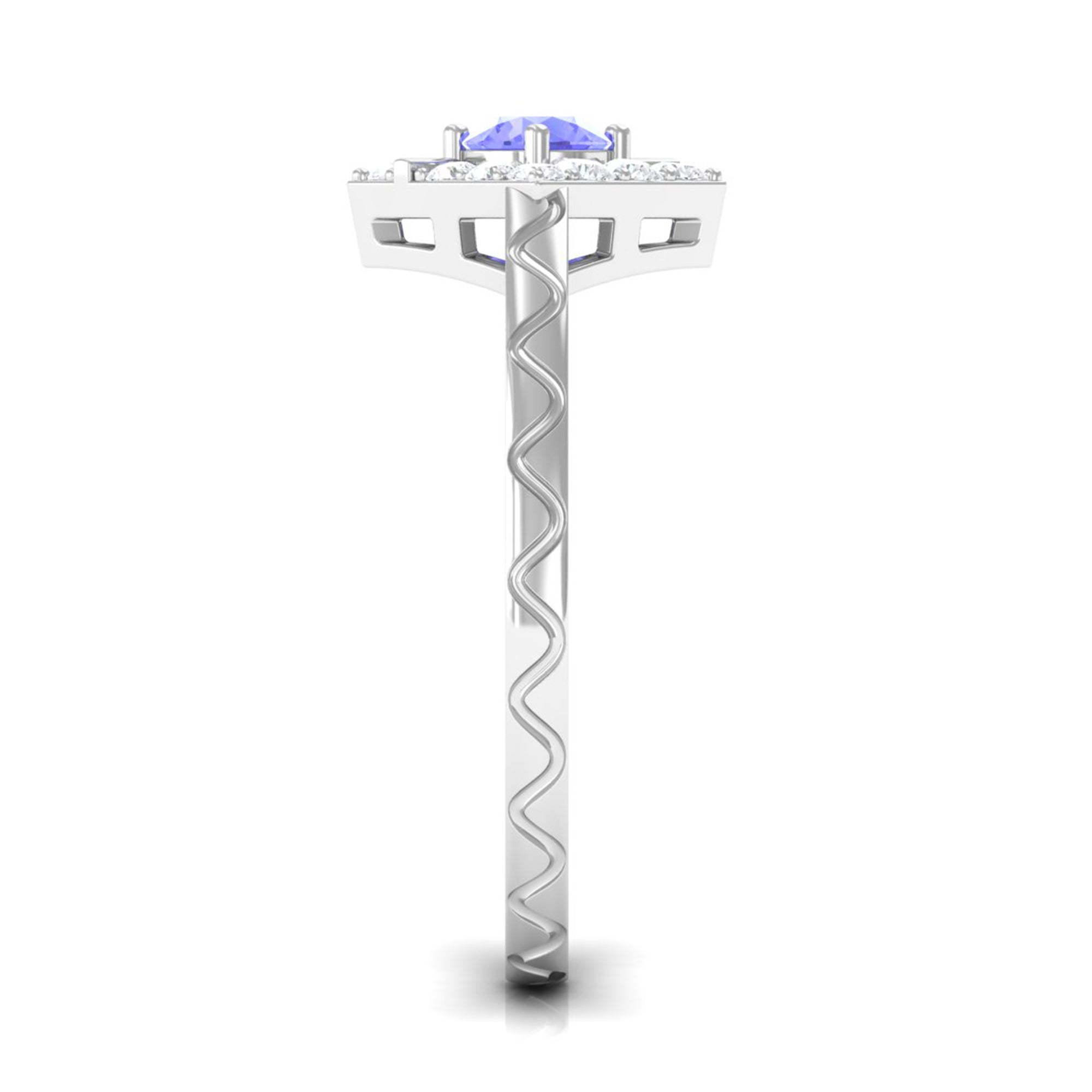 0.5 Carat Minimal Tanzanite and Diamond Ring
