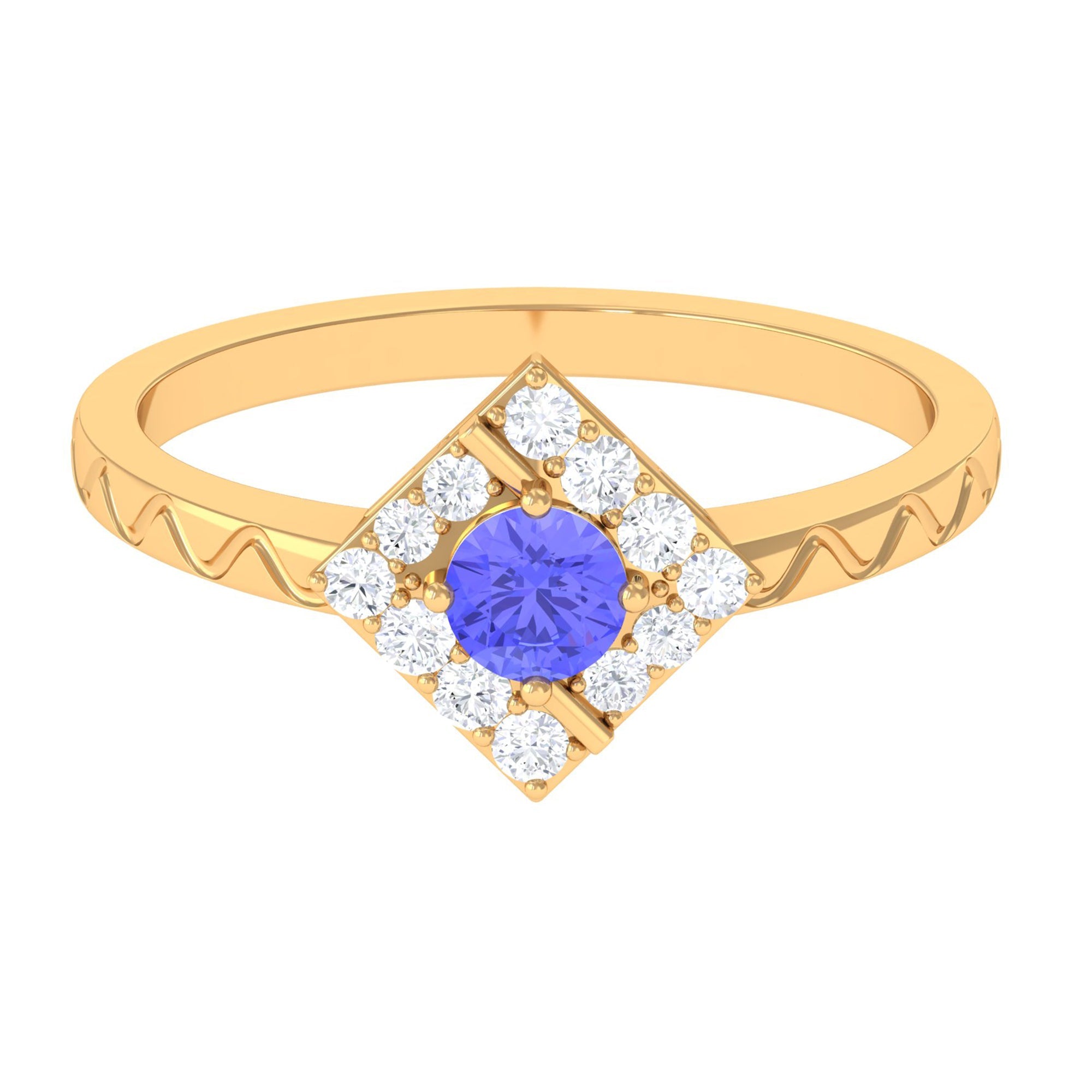 0.5 Carat Minimal Tanzanite and Diamond Ring | Rings | Wiccan Center