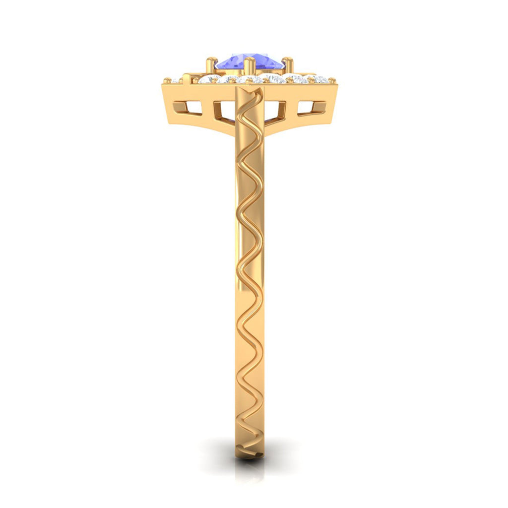 0.5 Carat Minimal Tanzanite and Diamond Ring