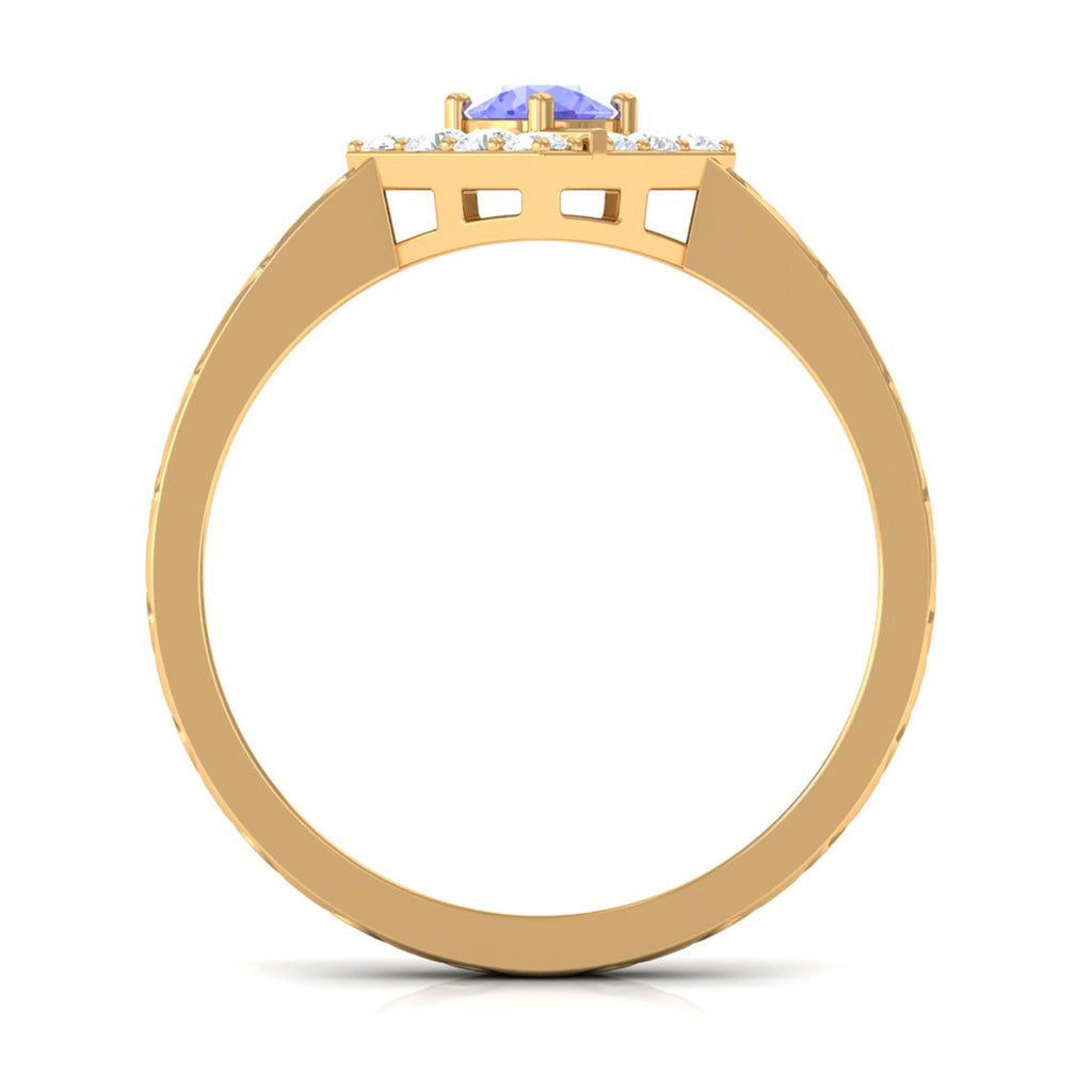 0.5 Carat Minimal Tanzanite and Diamond Ring