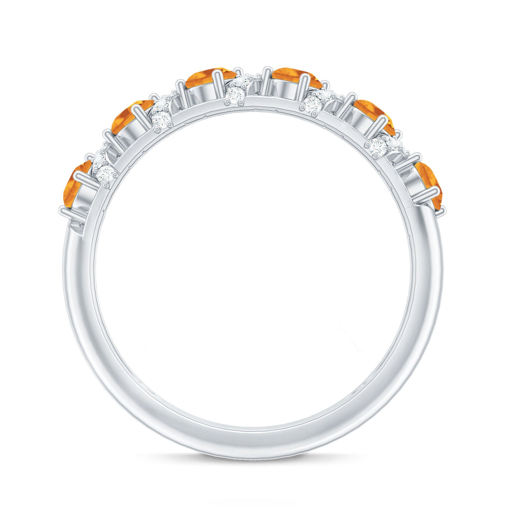 Natural Citrine Diamond Half Eternity Wedding Anniversary Ring