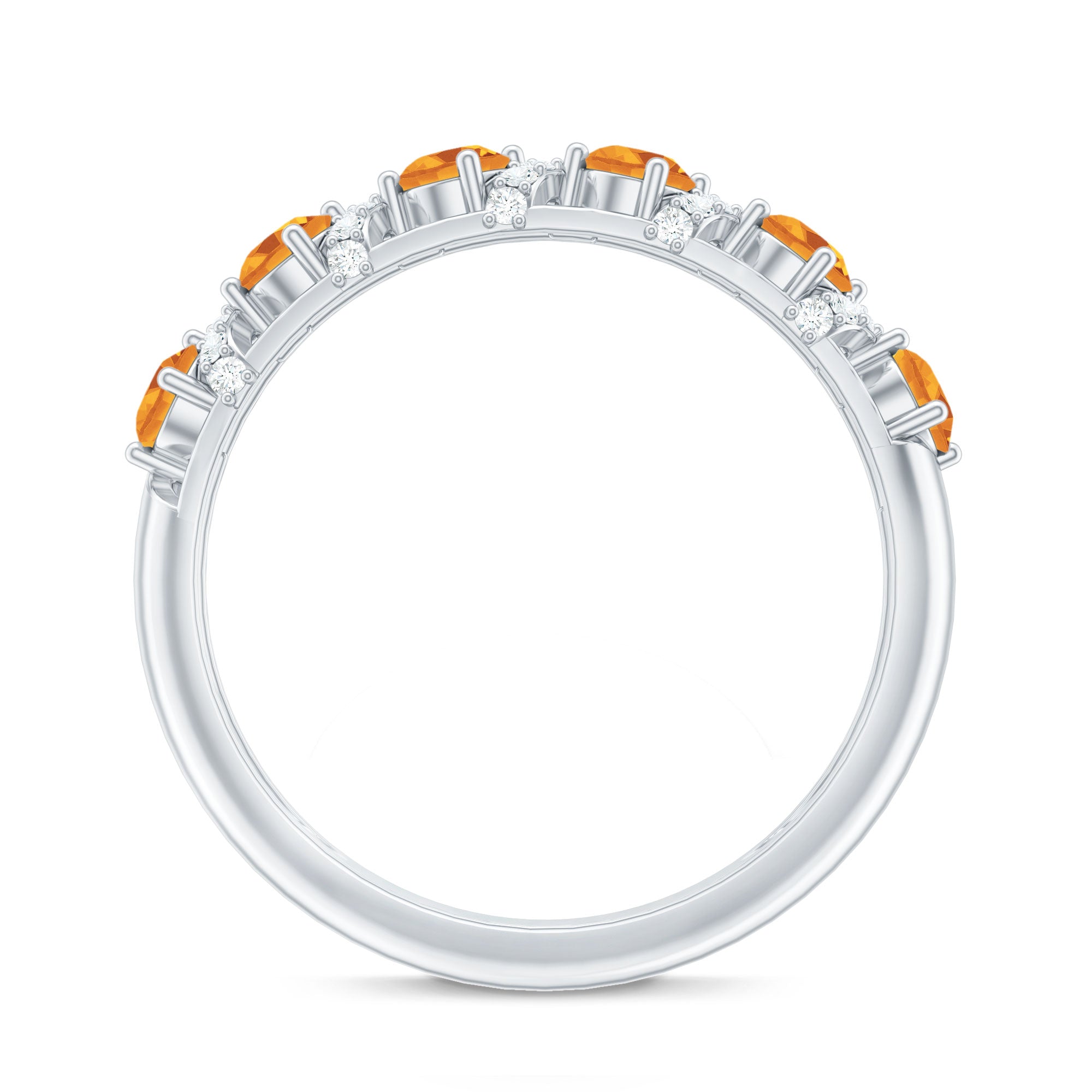 Natural Citrine Diamond Half Eternity Wedding Anniversary Ring